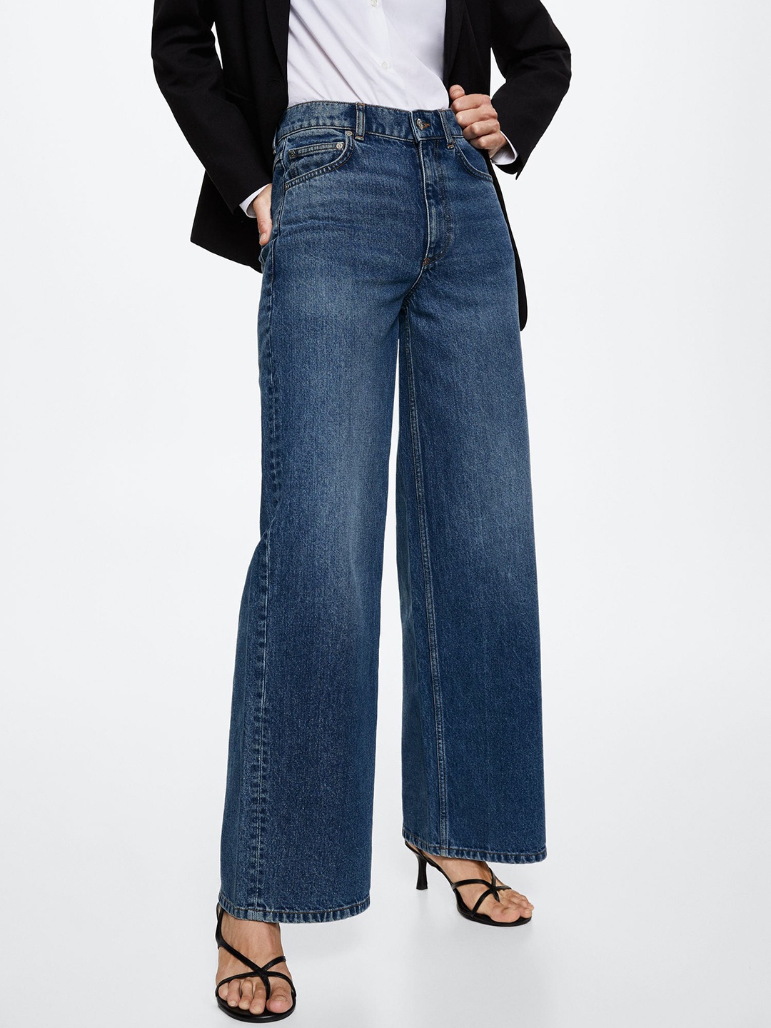 

MANGO Women Blue Wide Leg Light Fade Sustainable Stretchable Jeans