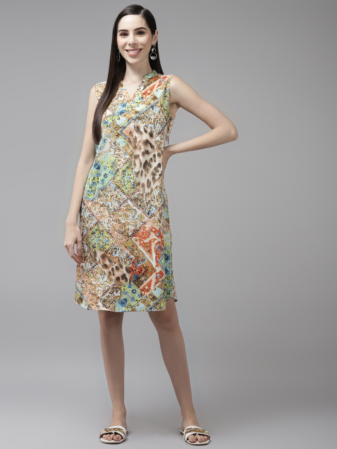 

Aarika Multicoloured Georgette A-Line Dress, Multi