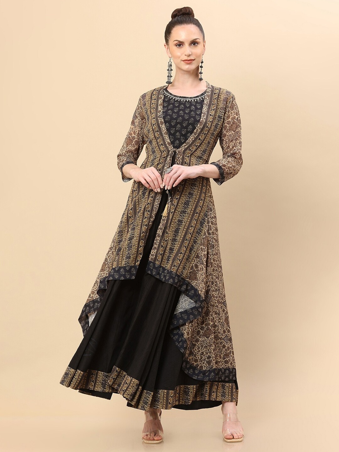 

Soch Georgette Maxi Maxi Ethnic Dress, Black