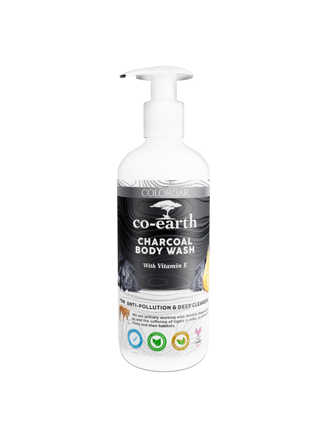 

Colorbar Co-Earth Charcoal Body Wash with Vitamin E & Glycerin - 300 ml, Black