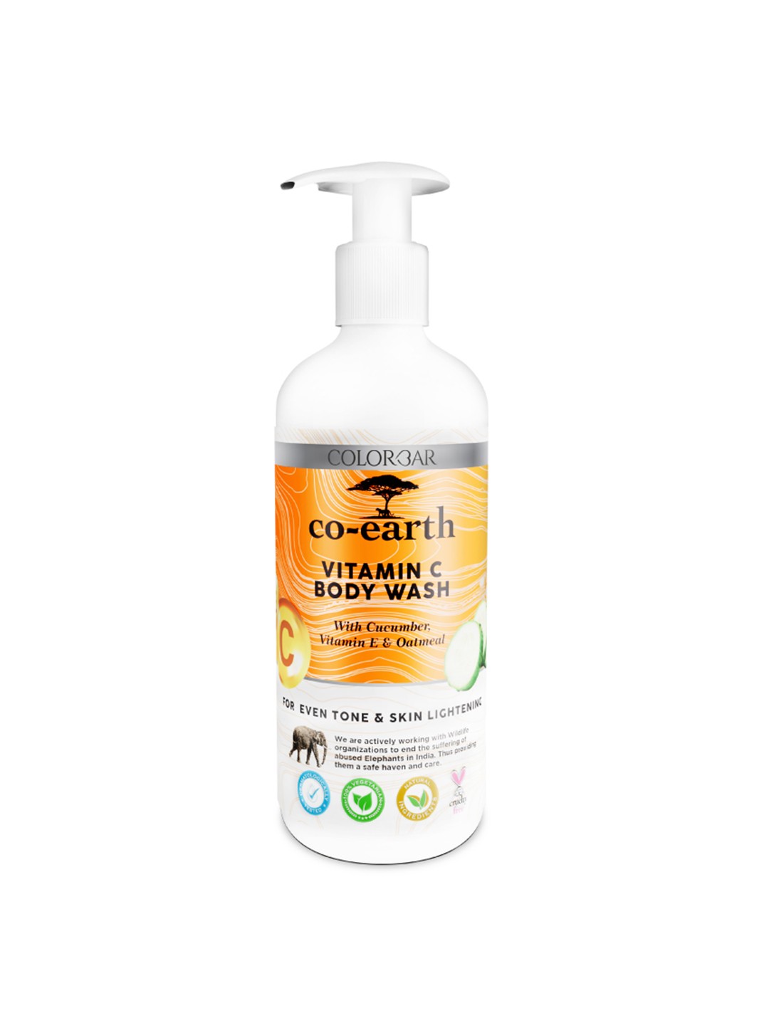 

Colorbar Co-earth Vitamin C Body Wash with Cucumber & Vitamin E - 300 ml, Orange