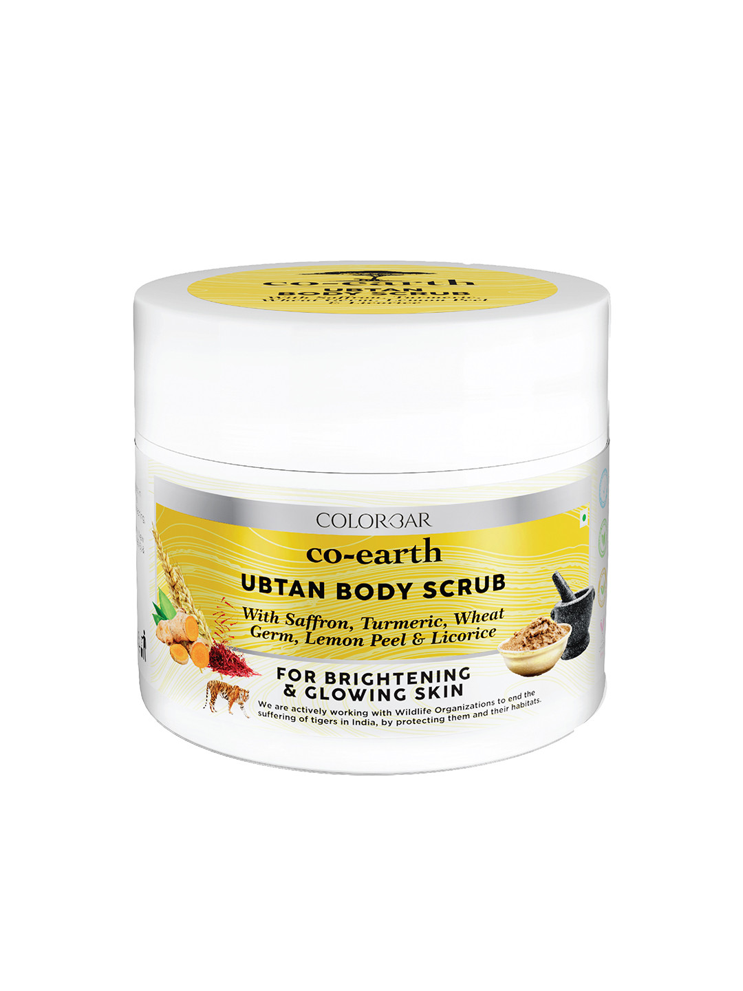 

Colorbar Co-Earth Ubtan Body Scrub with Saffron & Turmeric - 200 g, Yellow