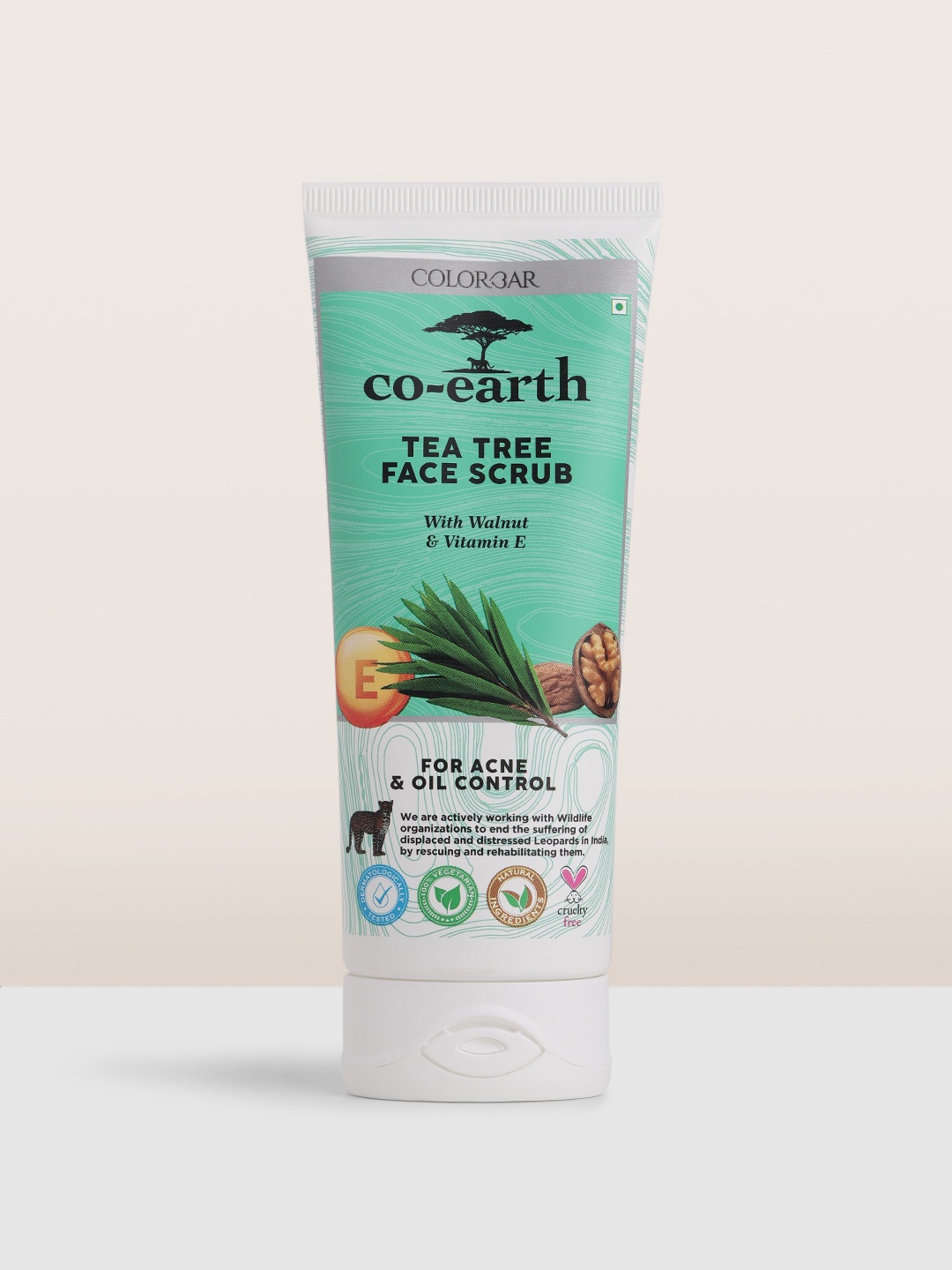 

Colorbar Co-Earth Tea Tree Face Scrub with Vitamin E & Walnut - 100 g, Green
