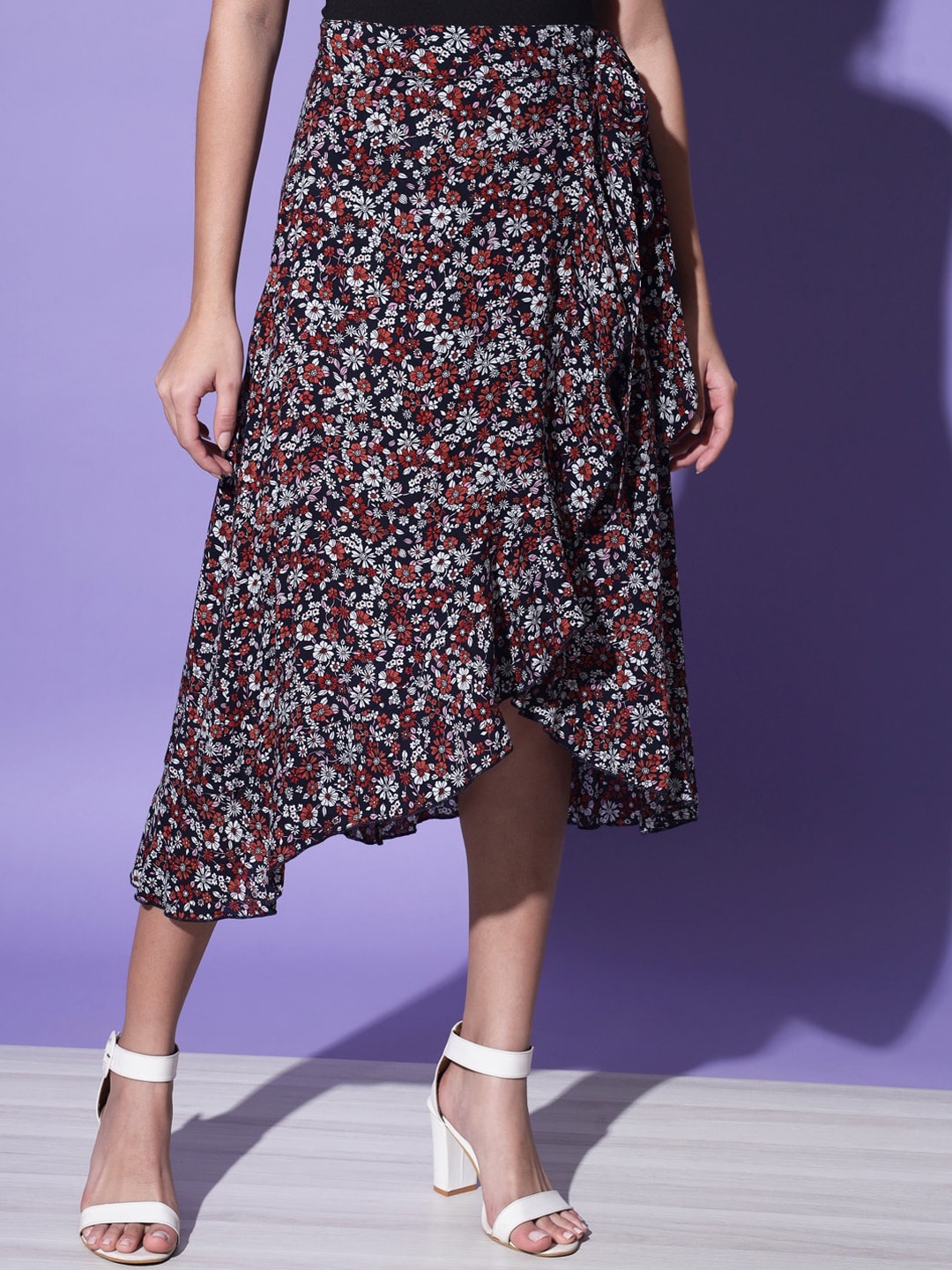

Trend Arrest Women Blue & Brown Floral Printed Wrap Skirts