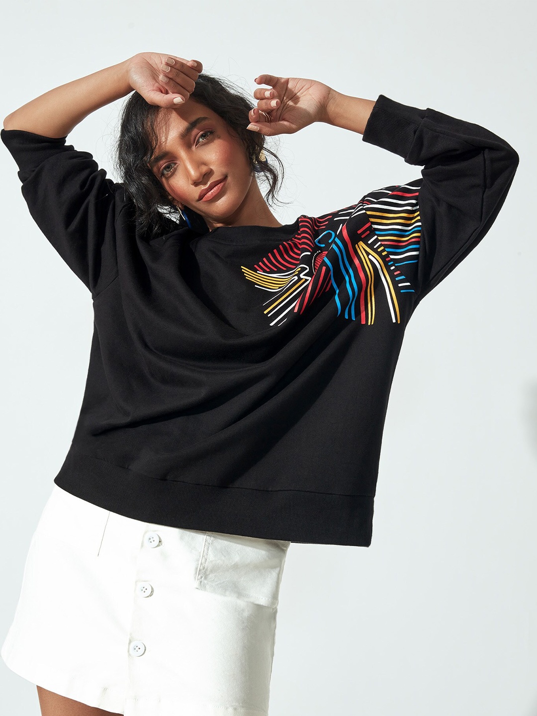 

The Label Life Women Black Printed Sweatshirt