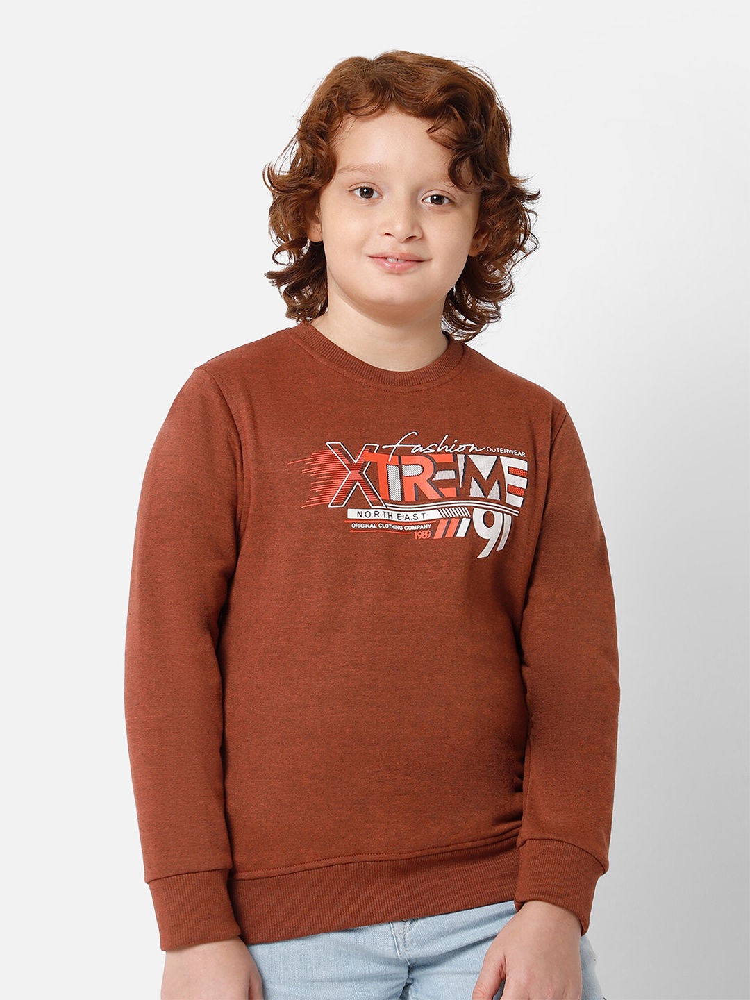 

PROTEENS Boys Brown Printed Sweatshirt