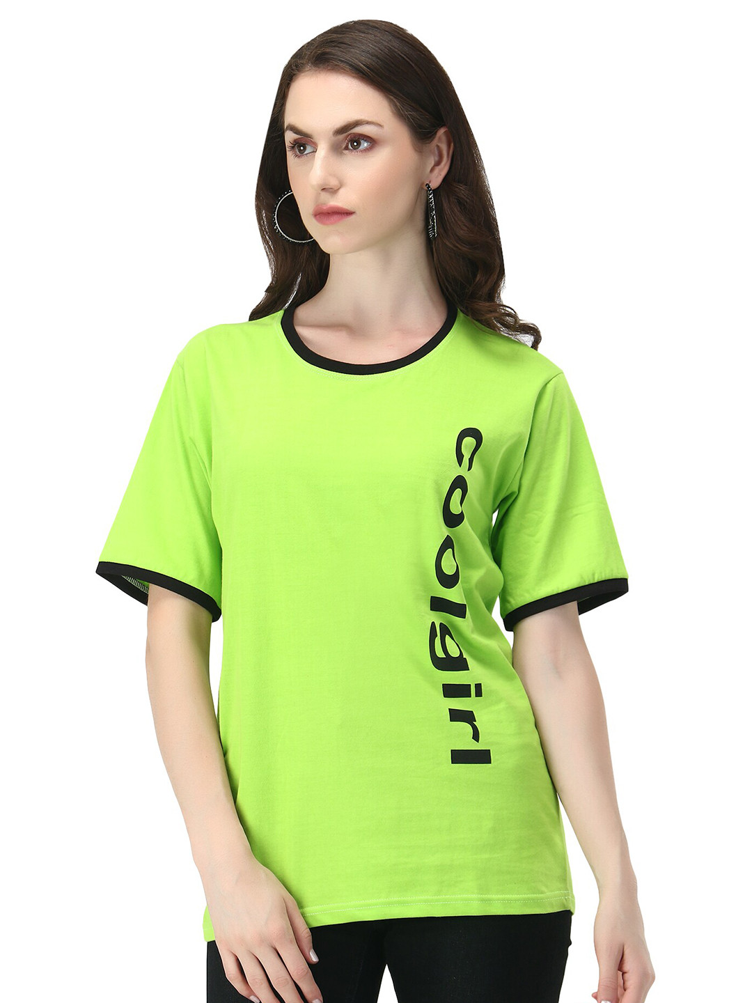 

Viral trend Women Lime Green Typography Printed T-shirt