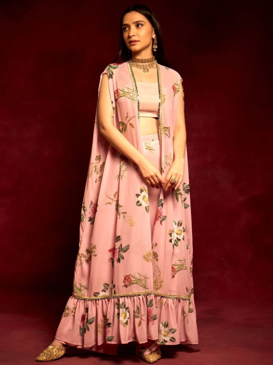 

Alaya By Stage3 Women Pink Floral Top with Palazzos