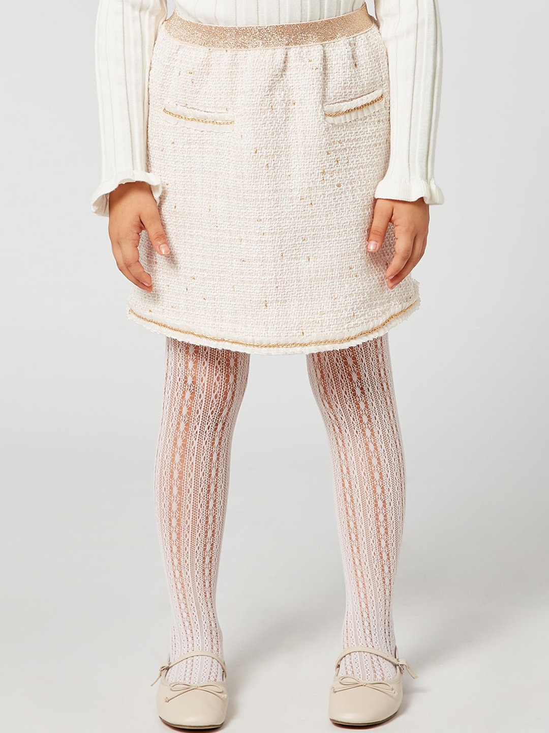

One Friday Girls Off White Solid Skirt