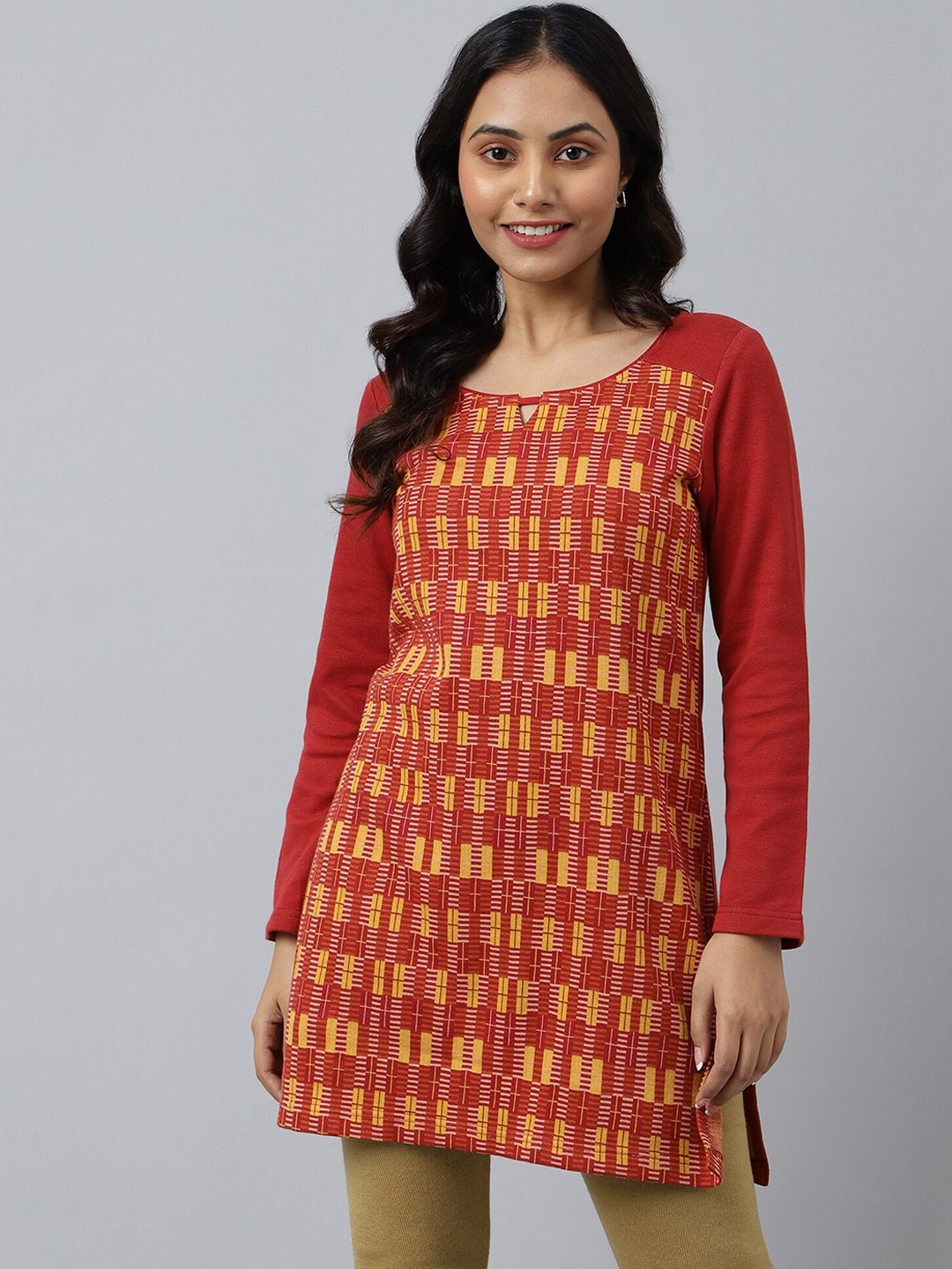 

AURELIA Women Maroon Printed Kurta