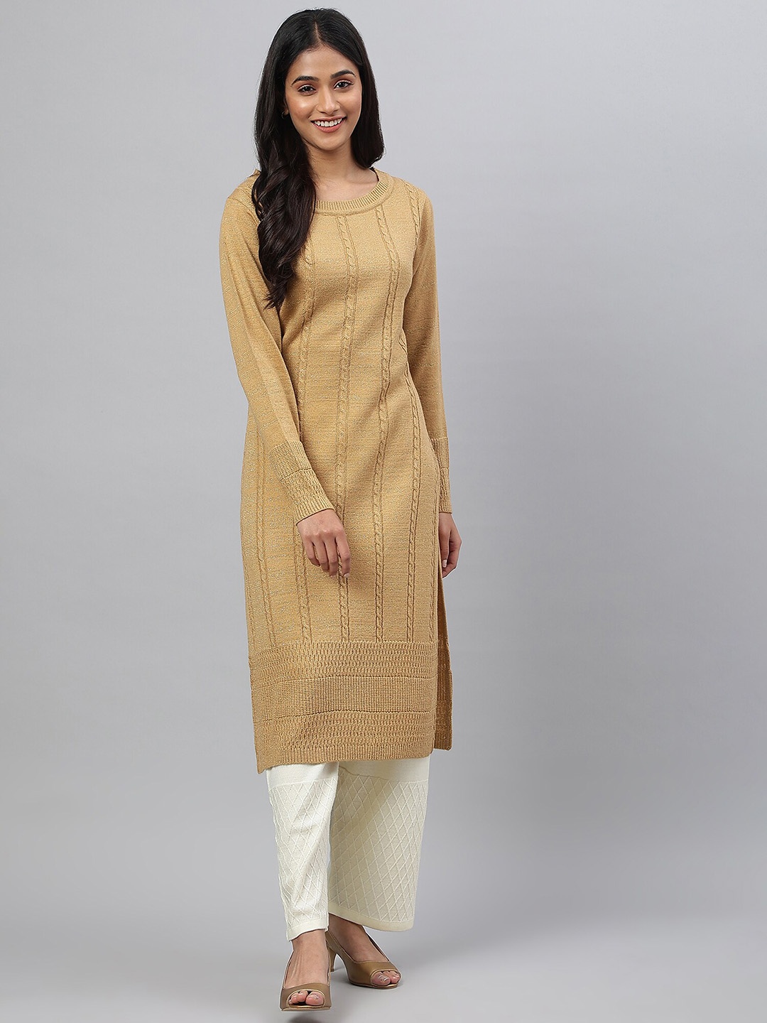 

AURELIA Women Gold Round neck Kurta
