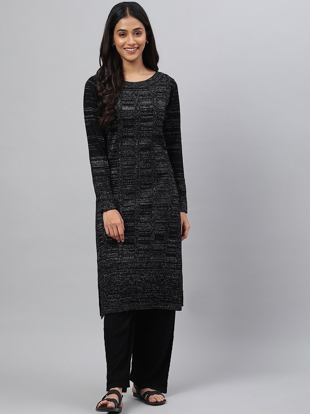 

AURELIA Women Black & White Kurta