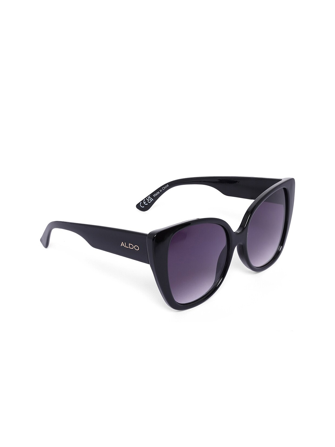 

ALDO Women Purple Lens & Black Cateye Sunglasses-683829450920-Black/Gold Multi