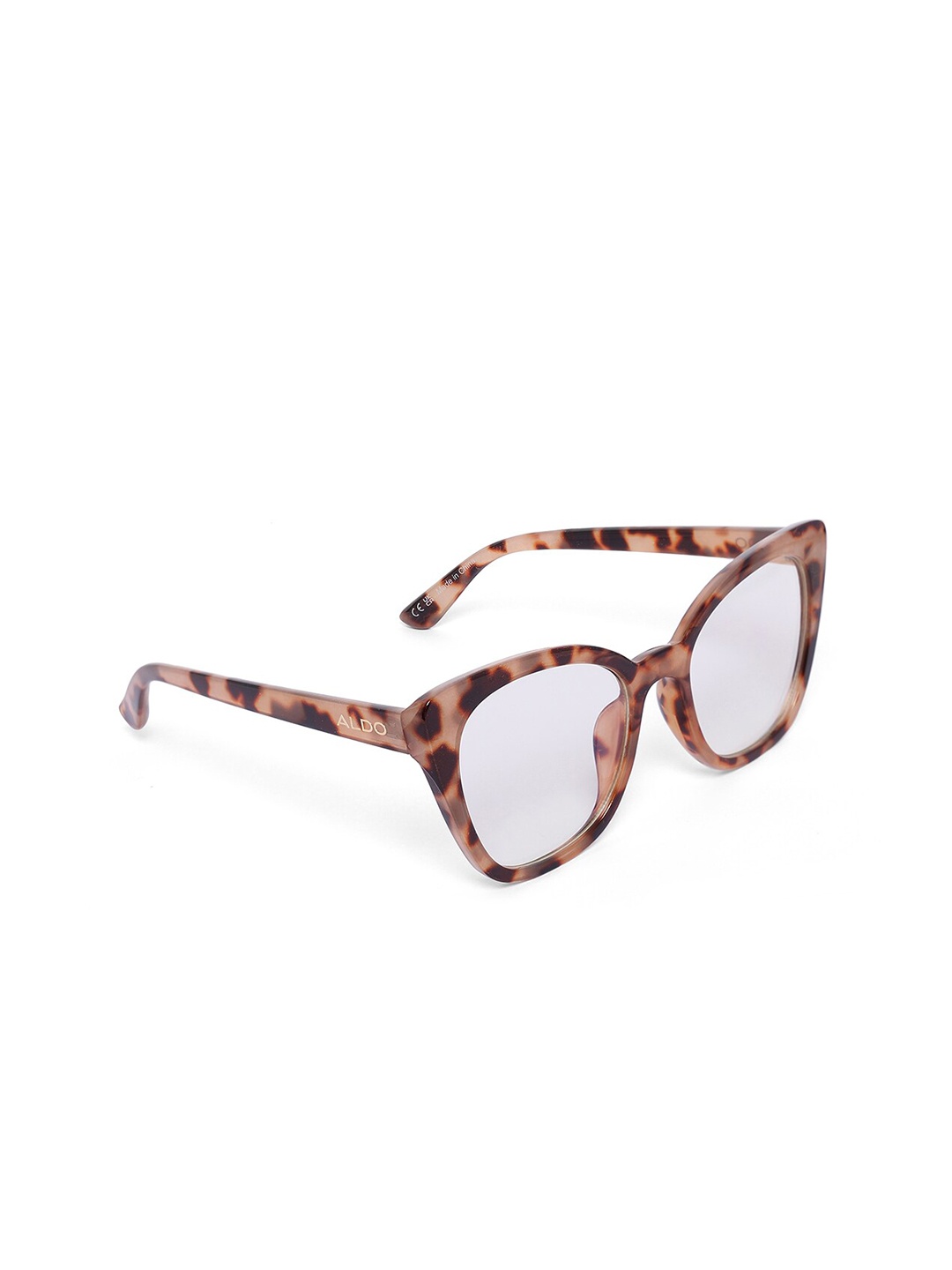 

ALDO Women Mirrored Lens & Brown Cateye Sunglasses, Beige