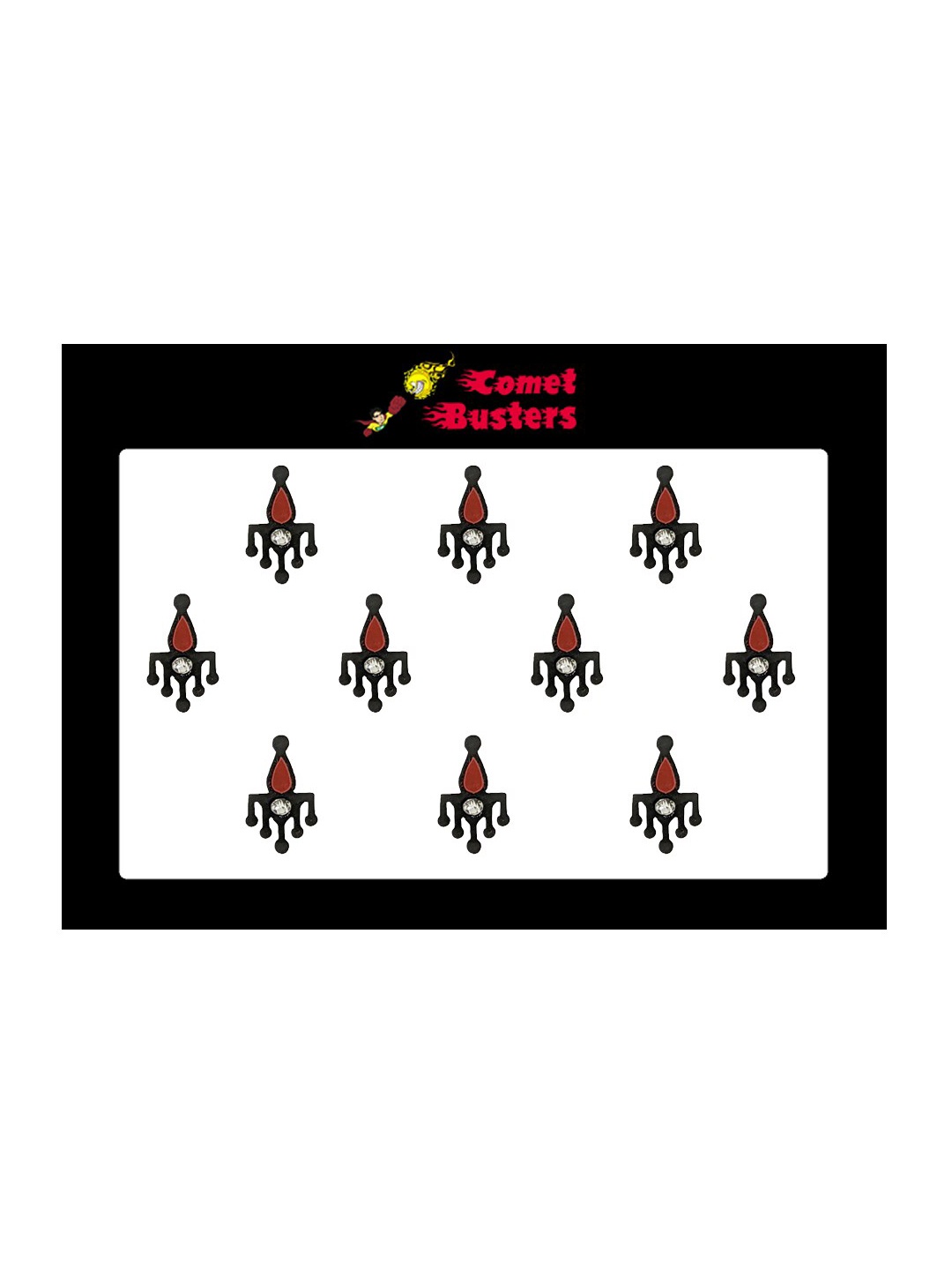 

Comet Busters 10 Pcs Embellished Reusable Designer Bindis - Maroon & Black