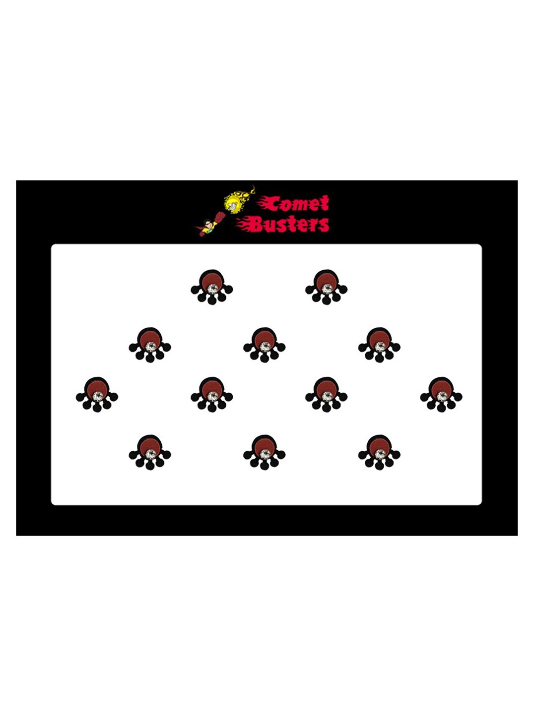 

Comet Busters 12 Pcs Embellished Reusable Designer Bindis - Maroon & Black