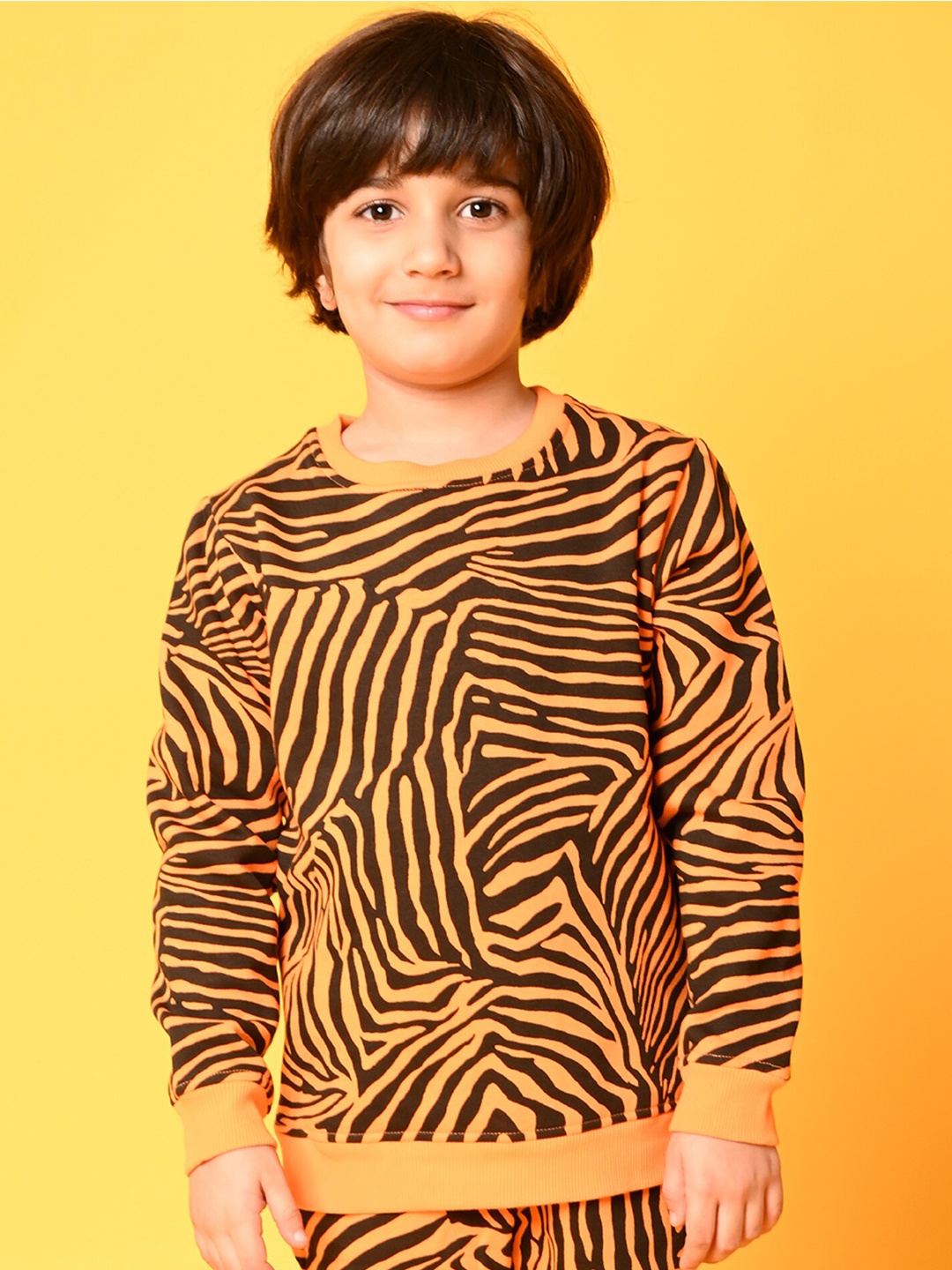 

Anthrilo Boys Orange Printed Fleece Sweatshirt