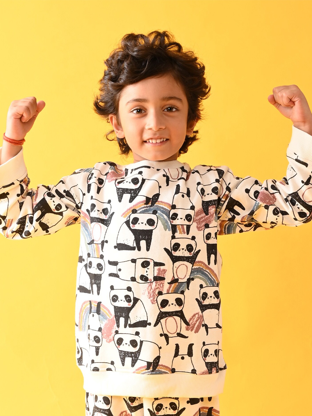 

Anthrilo Boys White Animal Graphics Panda Printed Sweatshirt