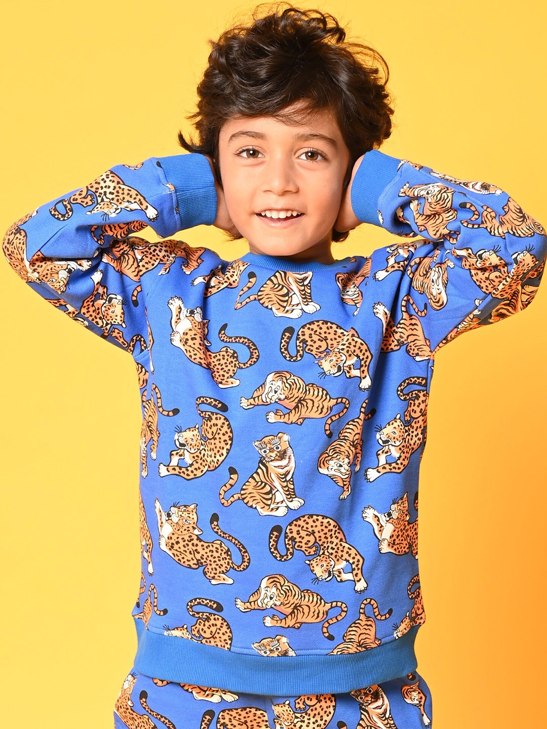 

Anthrilo Boys Blue Printed Fleece Sweatshirt