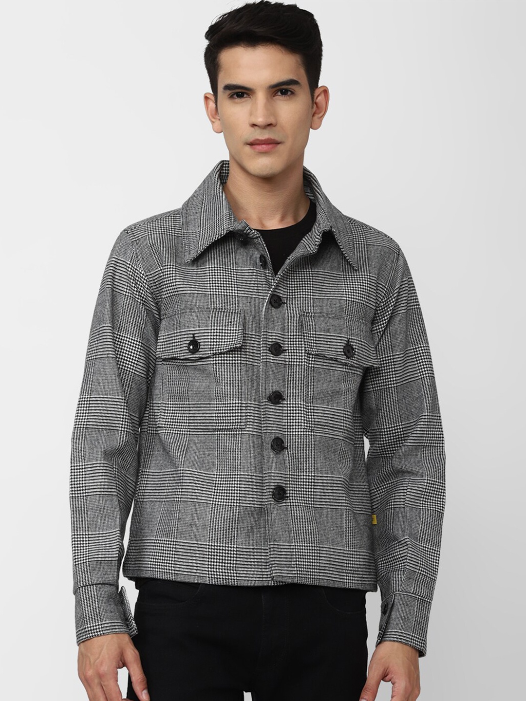 

FOREVER 21 Men Grey Checked Tailored Jacket