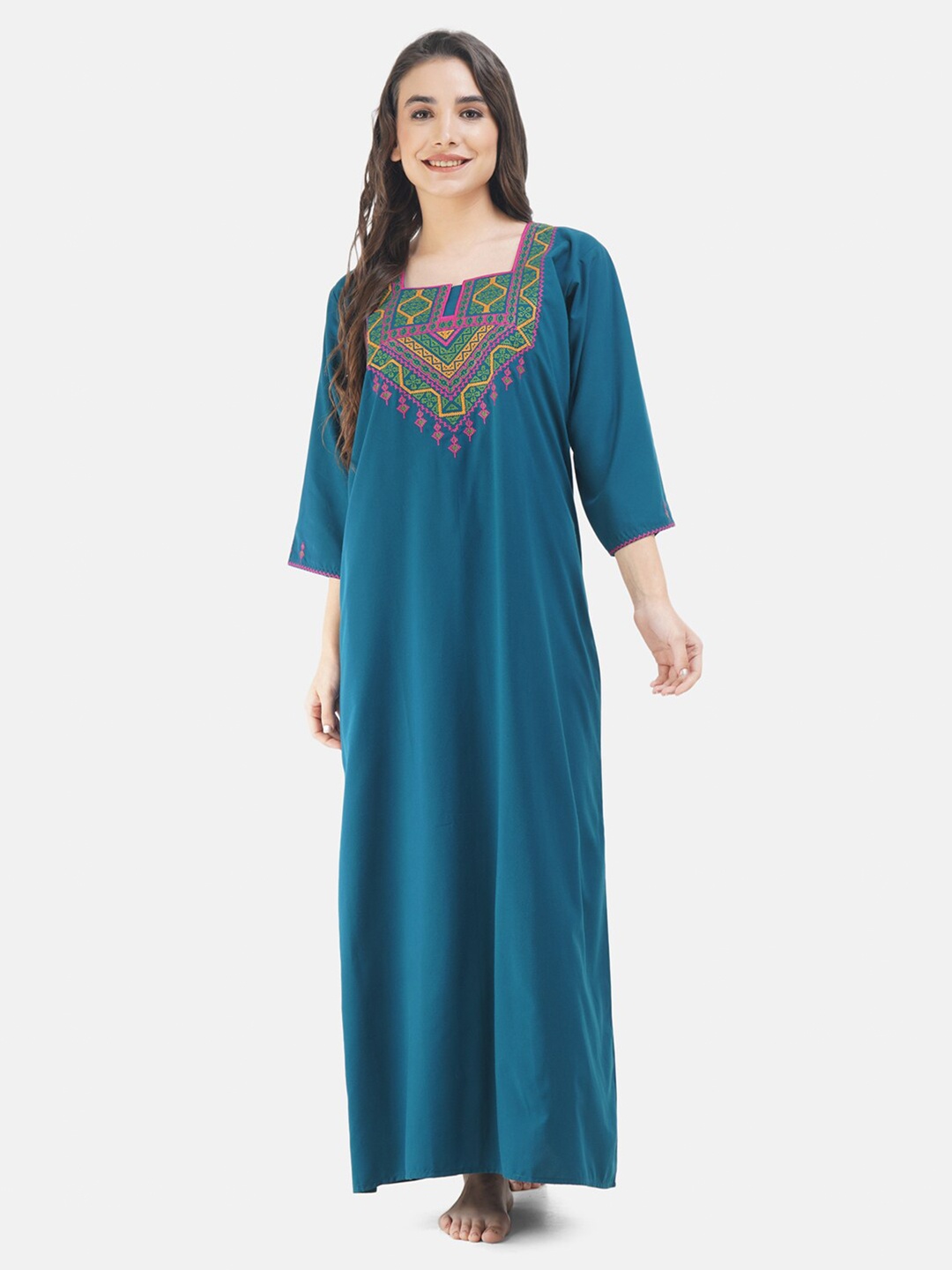 

KOI SLEEPWEAR Blue Embroidered Maxi Nightdress