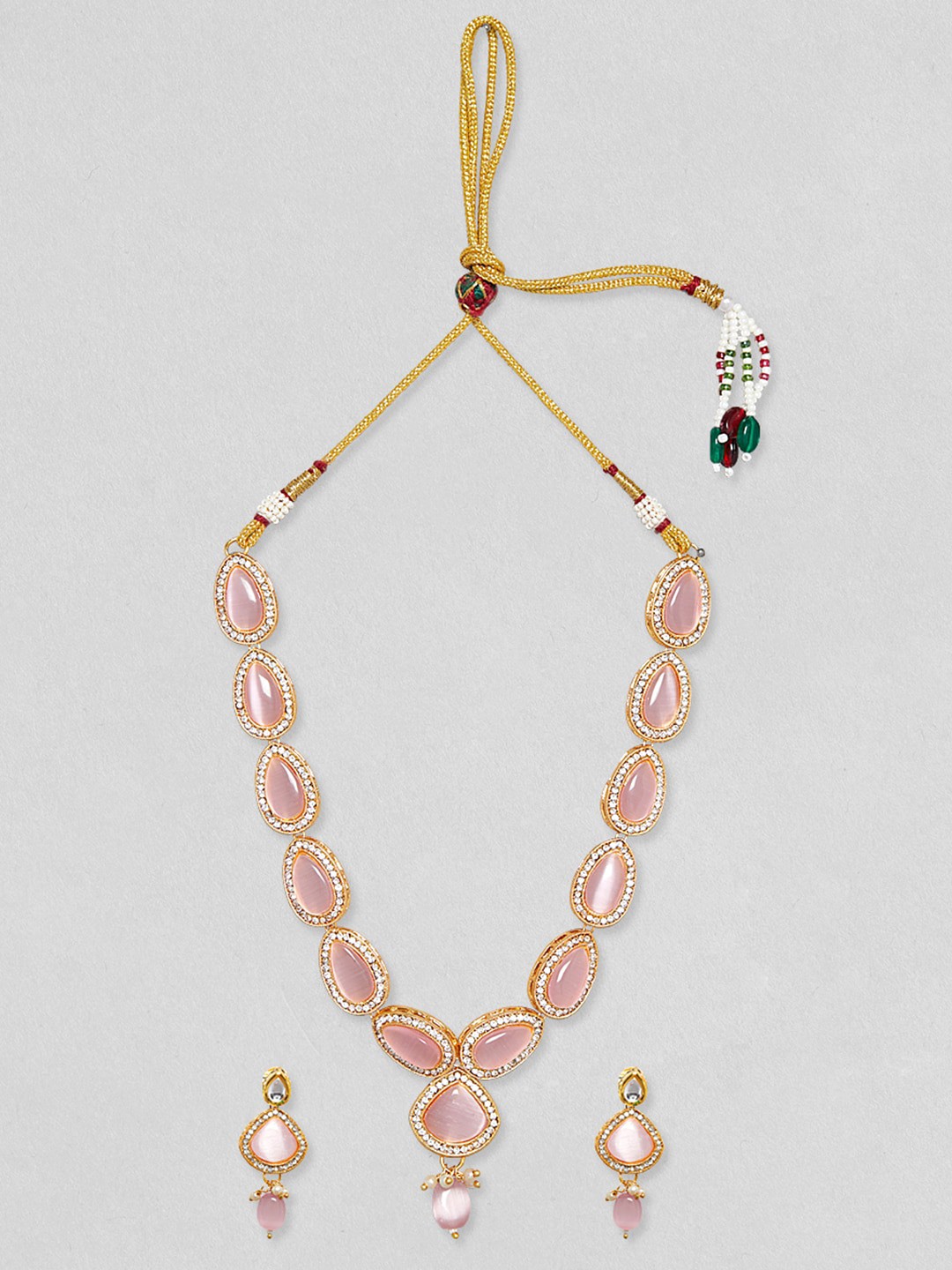 

Rubans 22k Gold-Plated Pink AD-Studded Jewellery Set