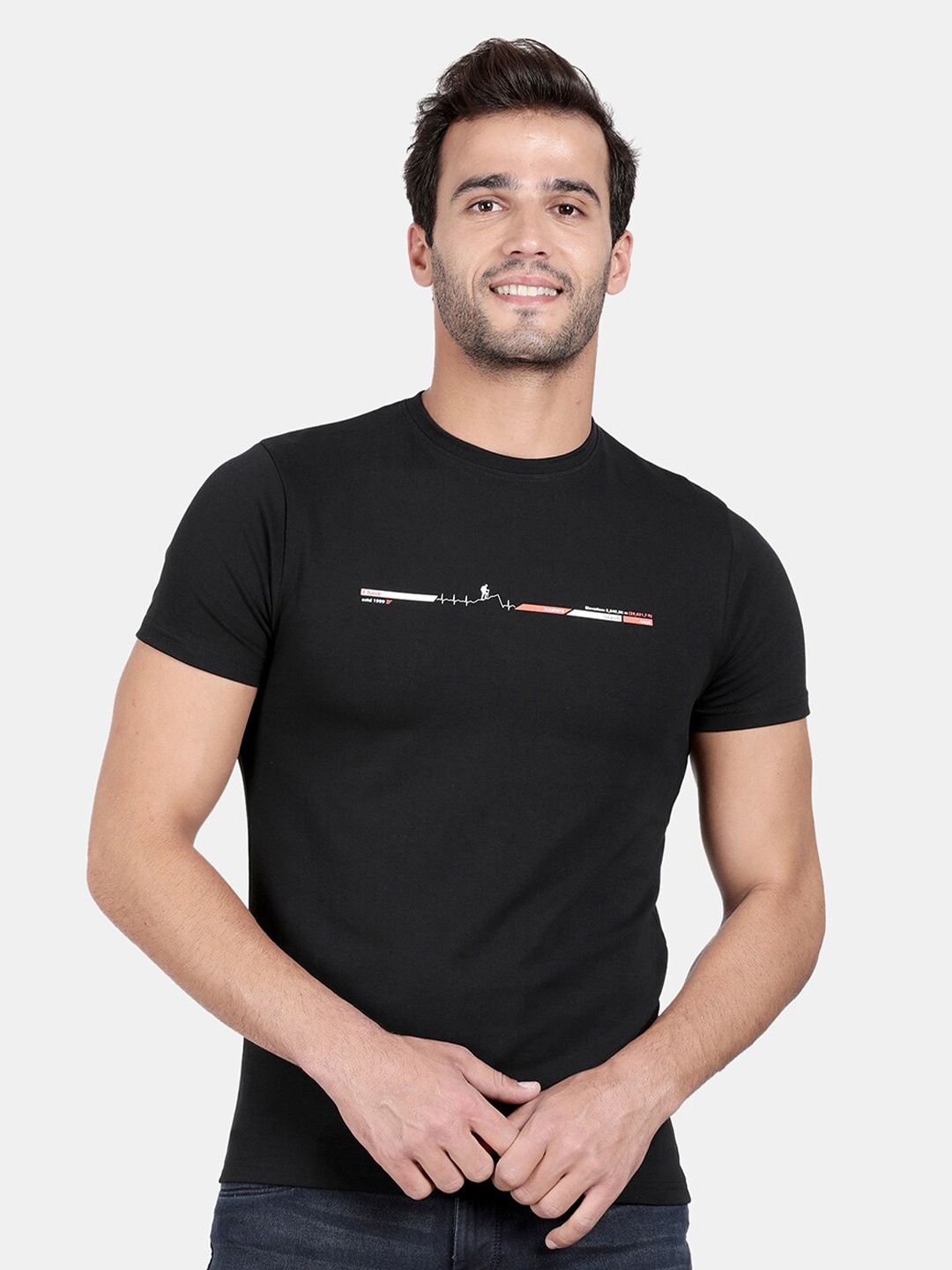 

t-base Men Black Slim Fit Cotton T-shirt