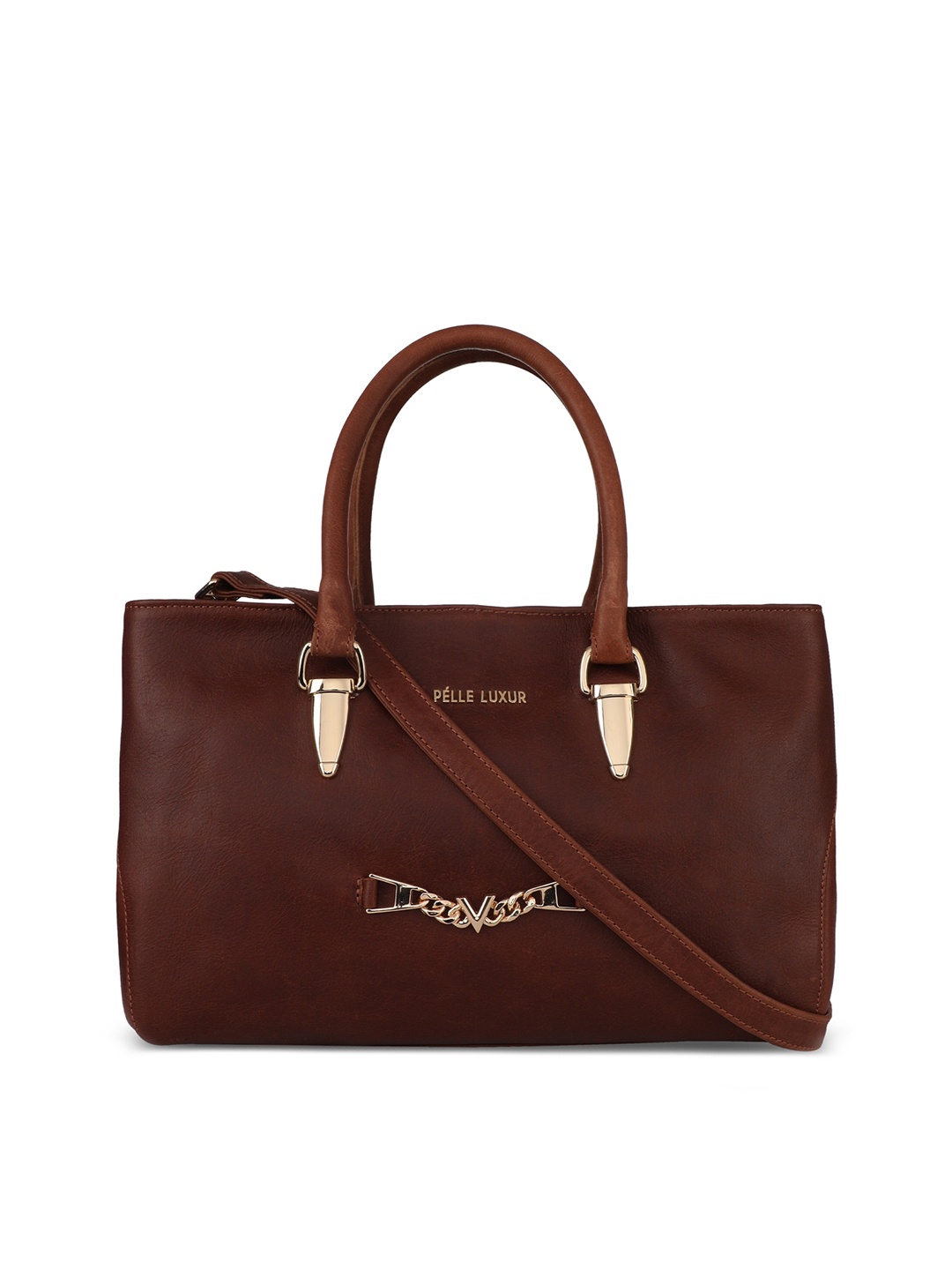 

PELLE LUXUR Brown Textured Leather Bucket Shoulder Bag