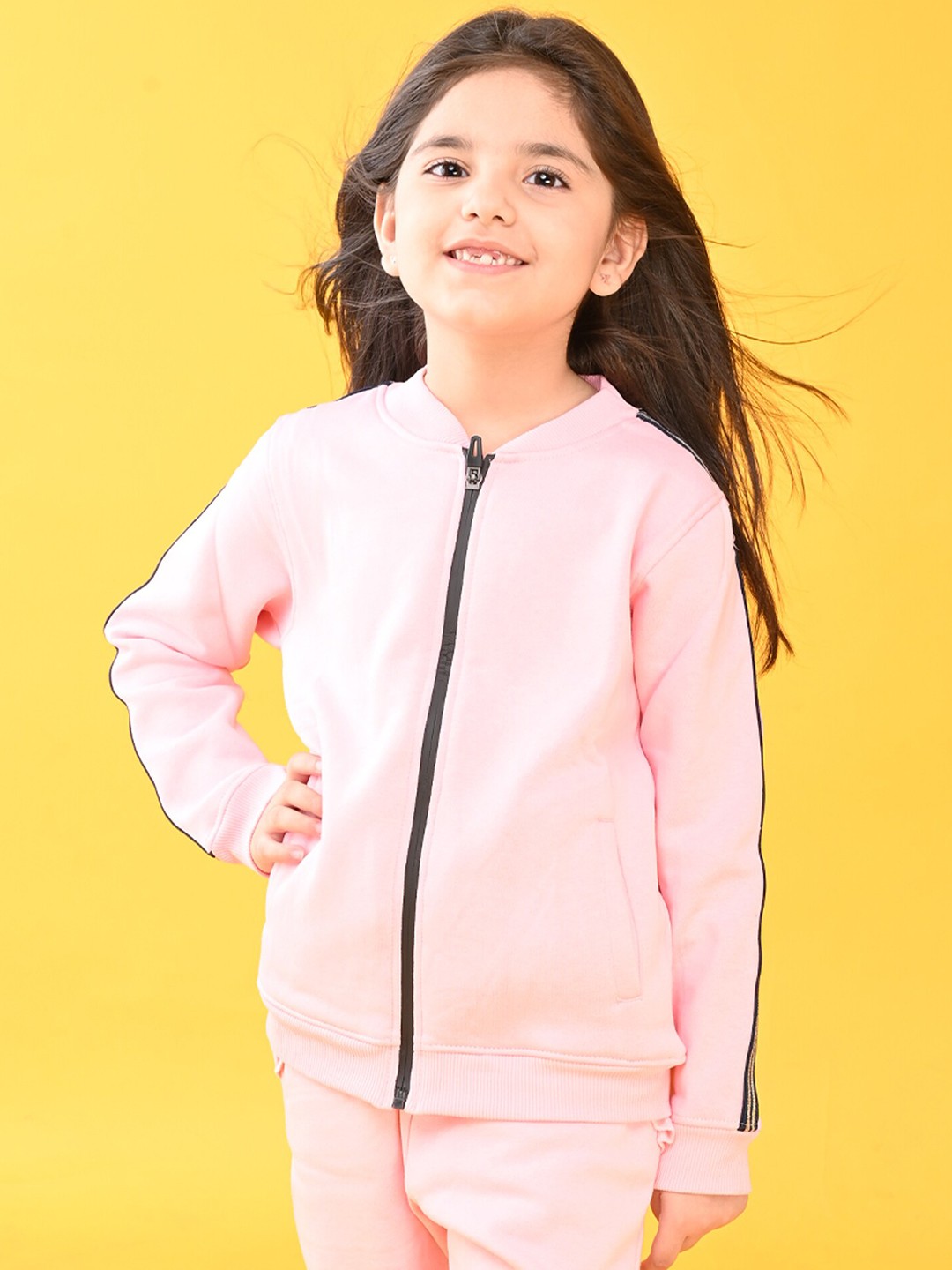 

Anthrilo Girls Pink Mock Collar Fleece Sweatshirt