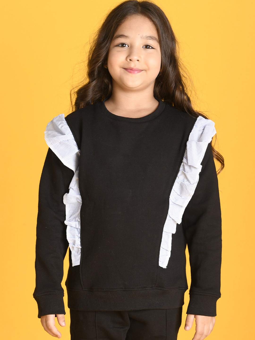 

Anthrilo Girls Black Ruffles Fleeces Sweatshirt