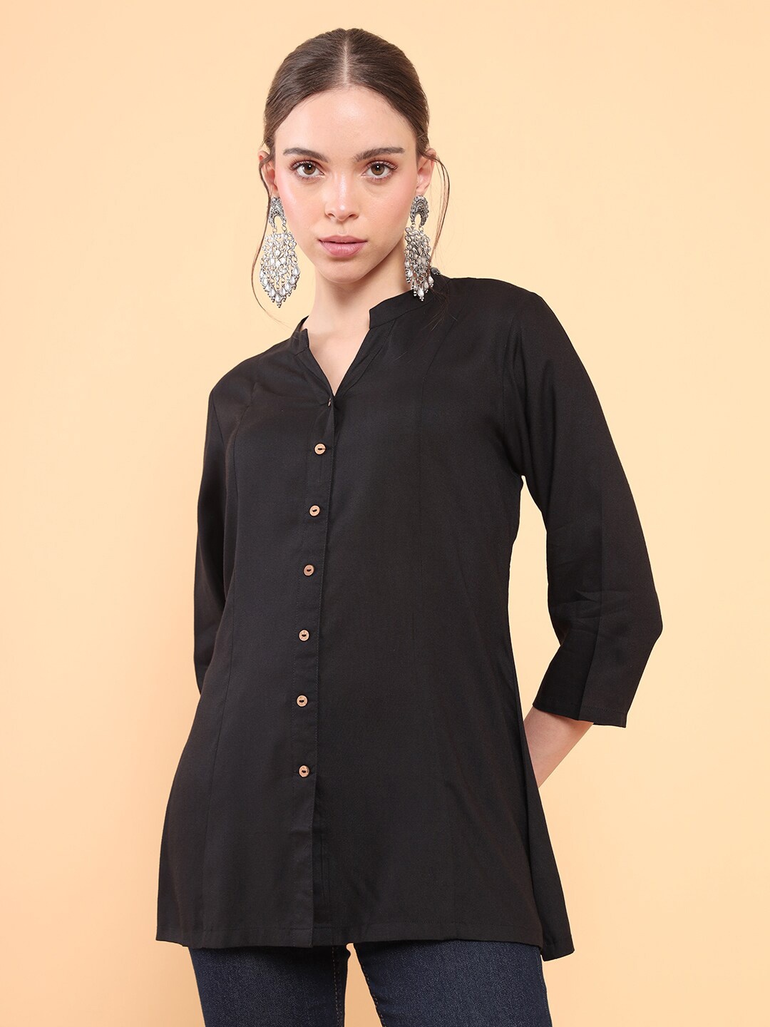 

Soch Black Mandarin Collar Tunic