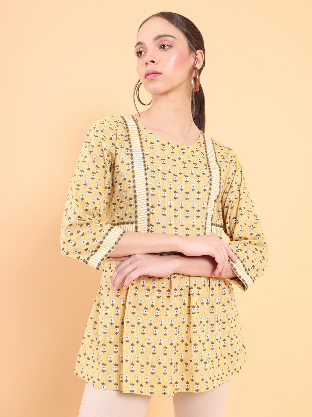 

Soch Women Beige Printed Cotton Tunic