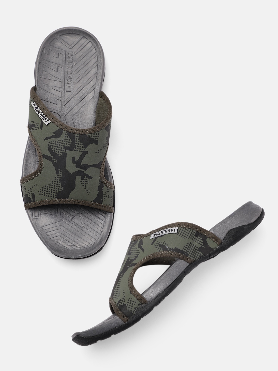 

Wildcraft Men Olive Green Printed Cortes Sliders