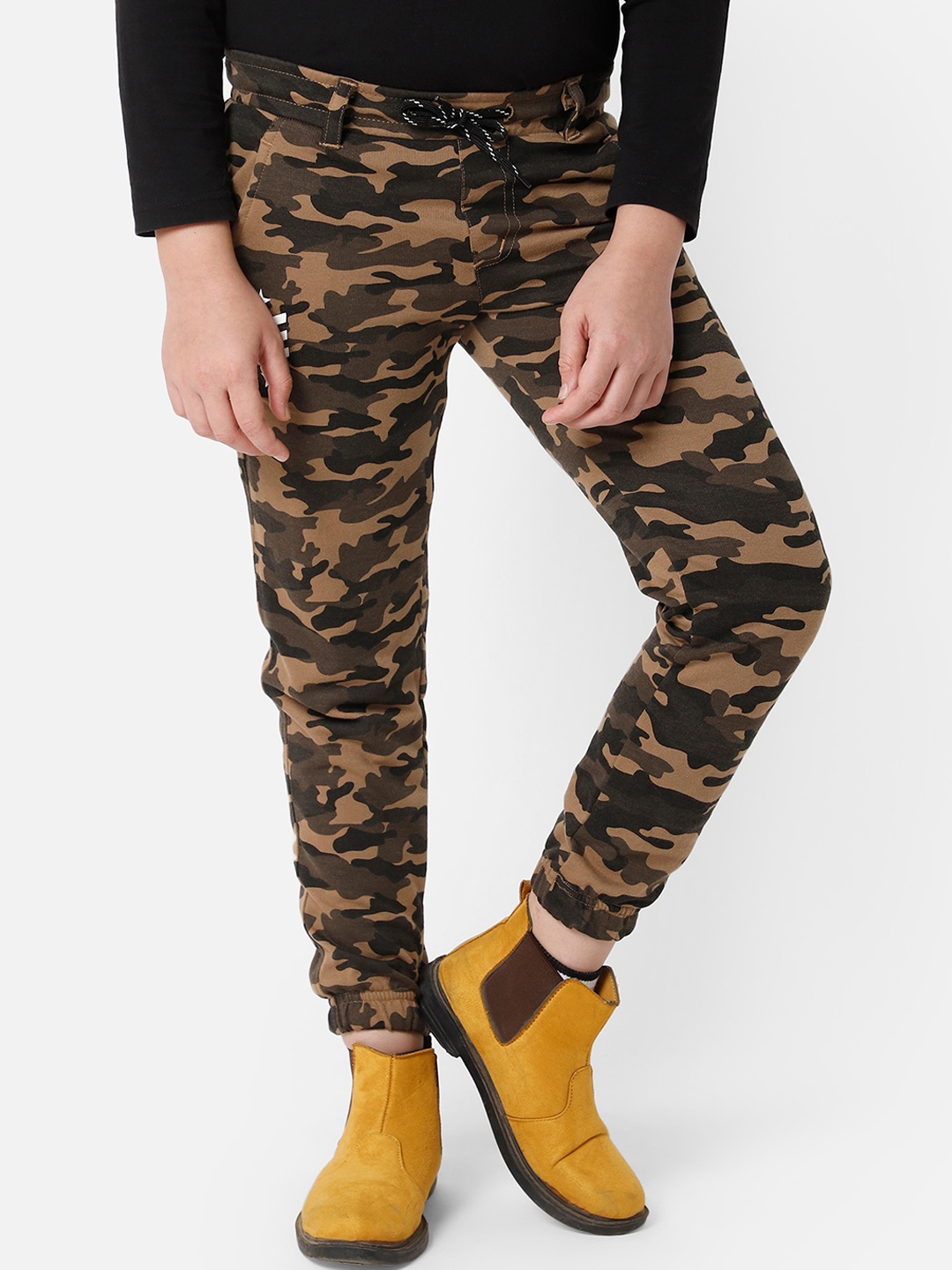 

PROTEENS Boys Brown & Olive Green Camouflage Cotton Joggers