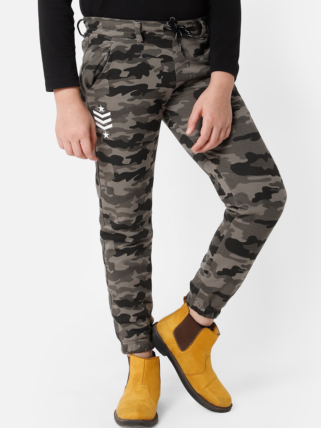 

PROTEENS Boys Grey Printed Cotton Track Pants