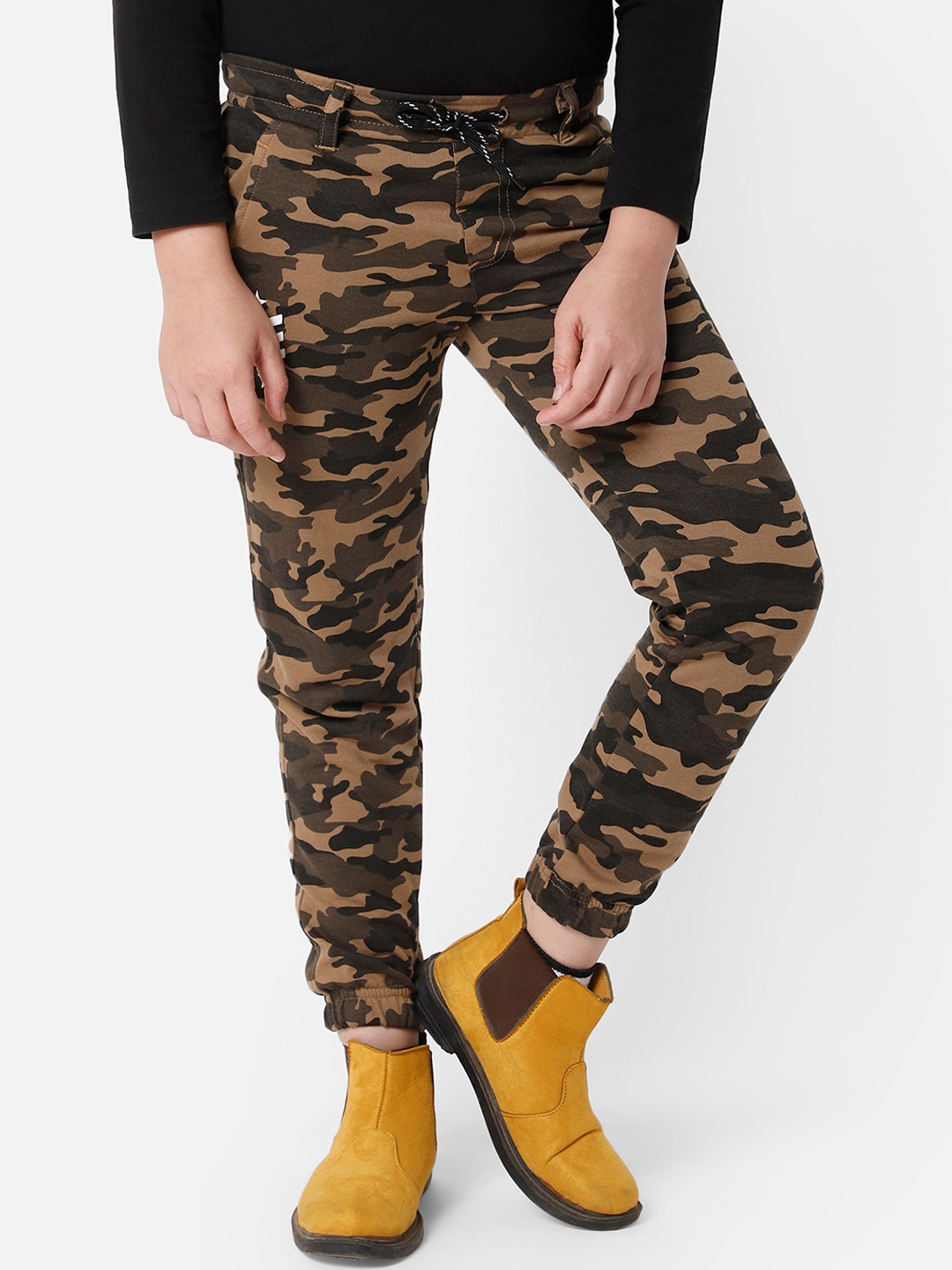 

PROTEENS Boys Brown Camouflage Printed Cotton Track Pants