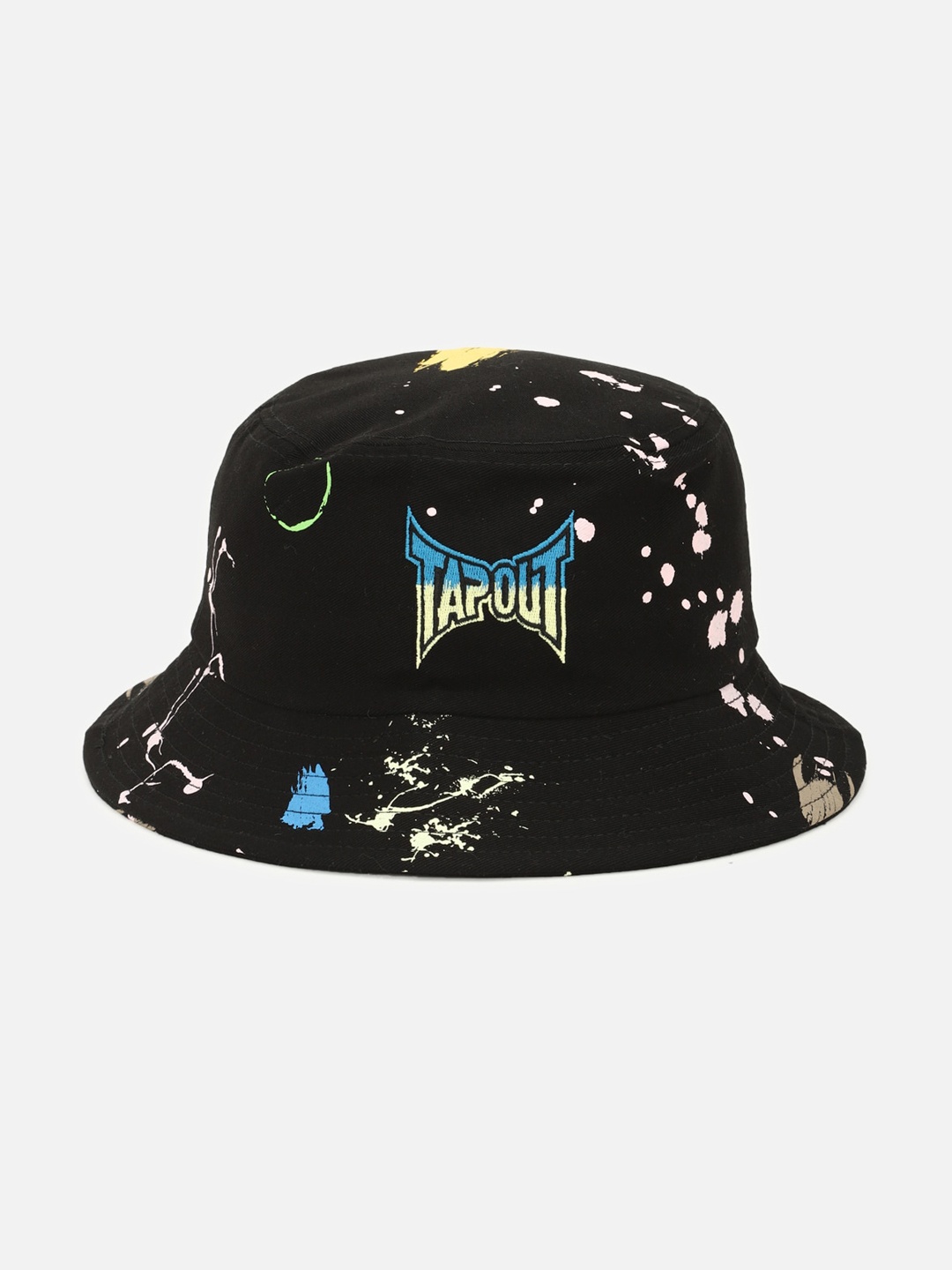 

FOREVER 21 Women Black & Blue Abstract Printed Pure Cotton Bucket Black Hat