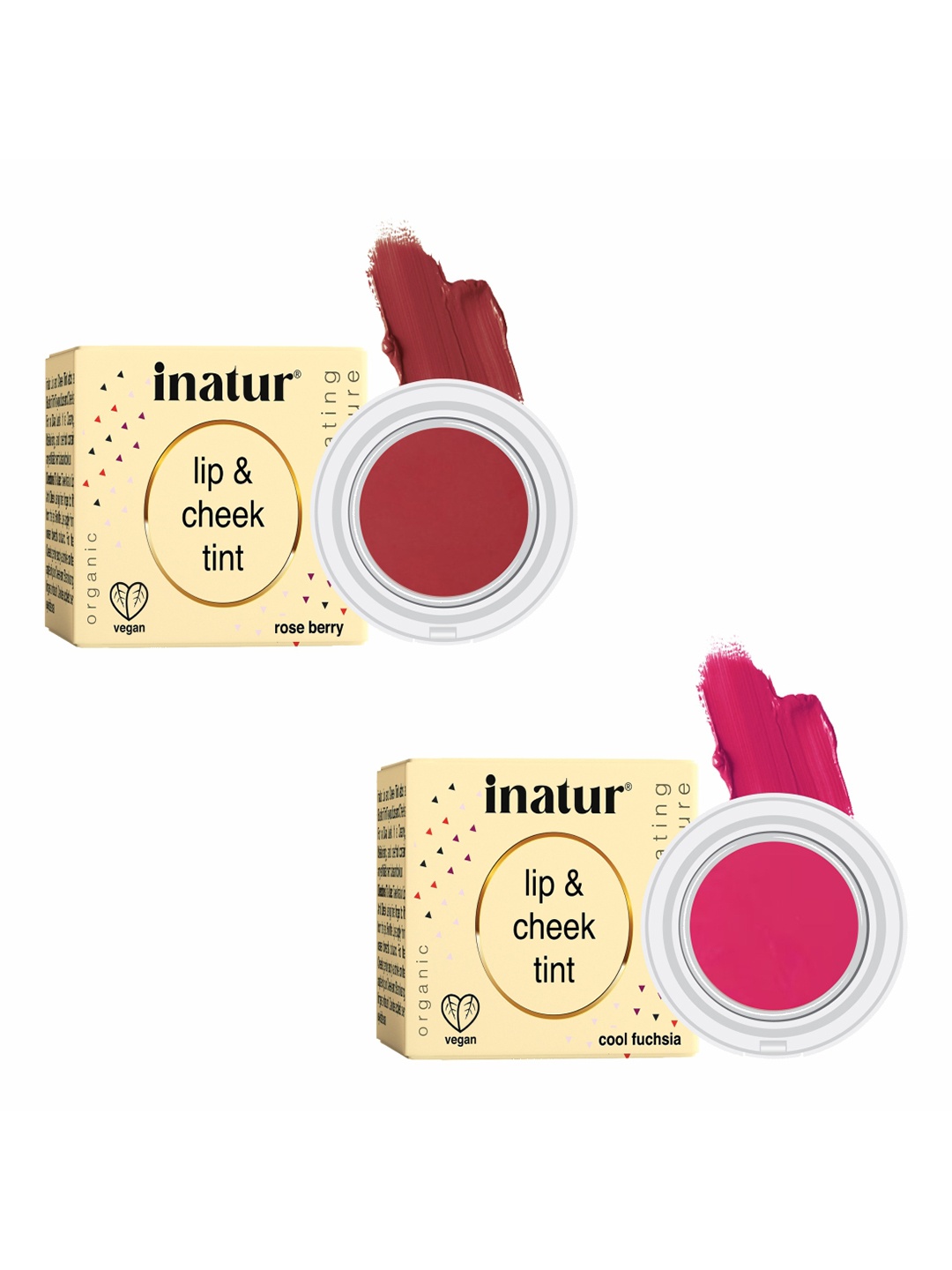 

Inatur Set Of 2 Lip & Cheek Tint 8gm - Rose Berry and Cool Fushia, Red