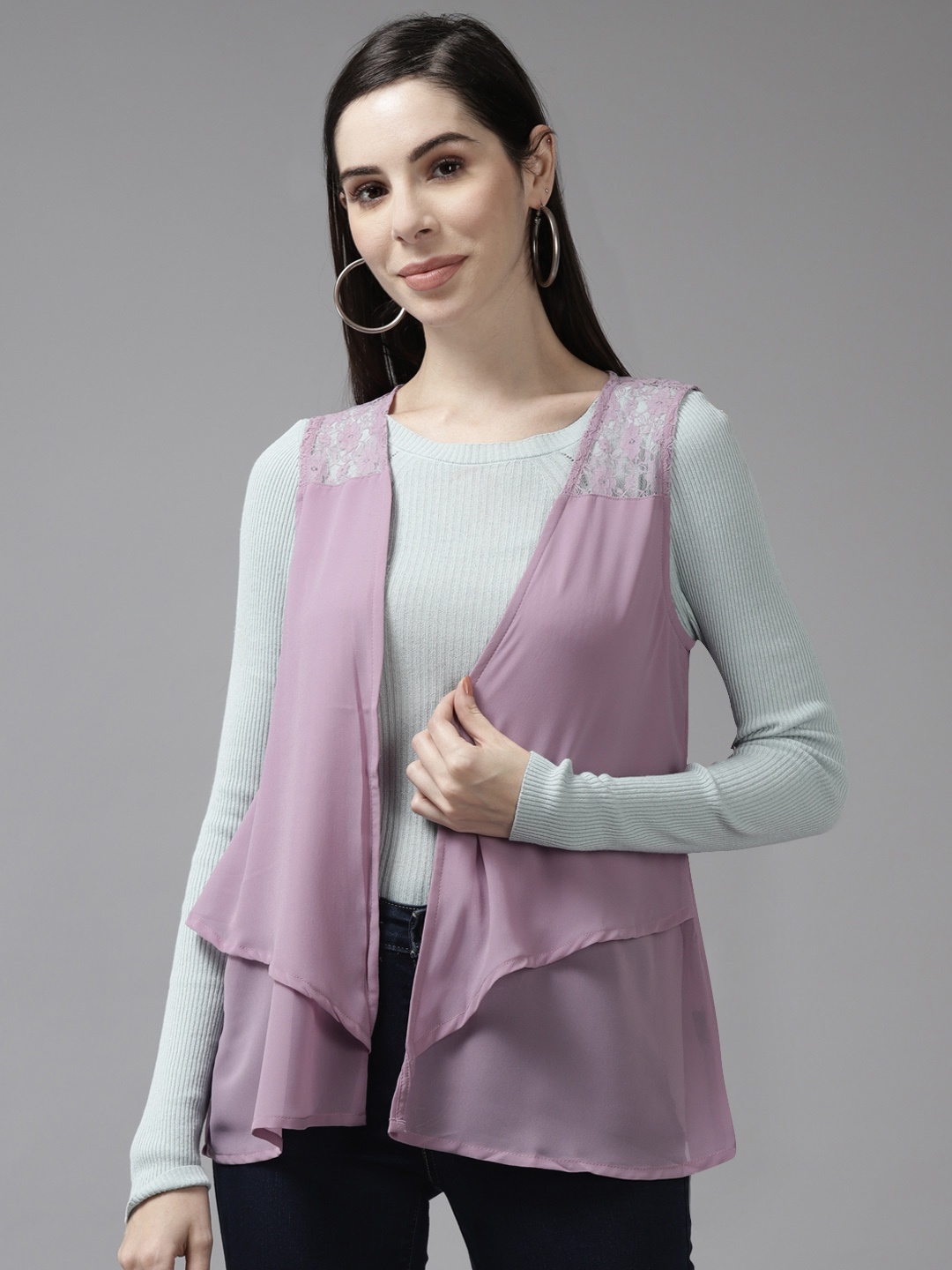 

Aarika Women Purple Lightweight Open Front Jacket