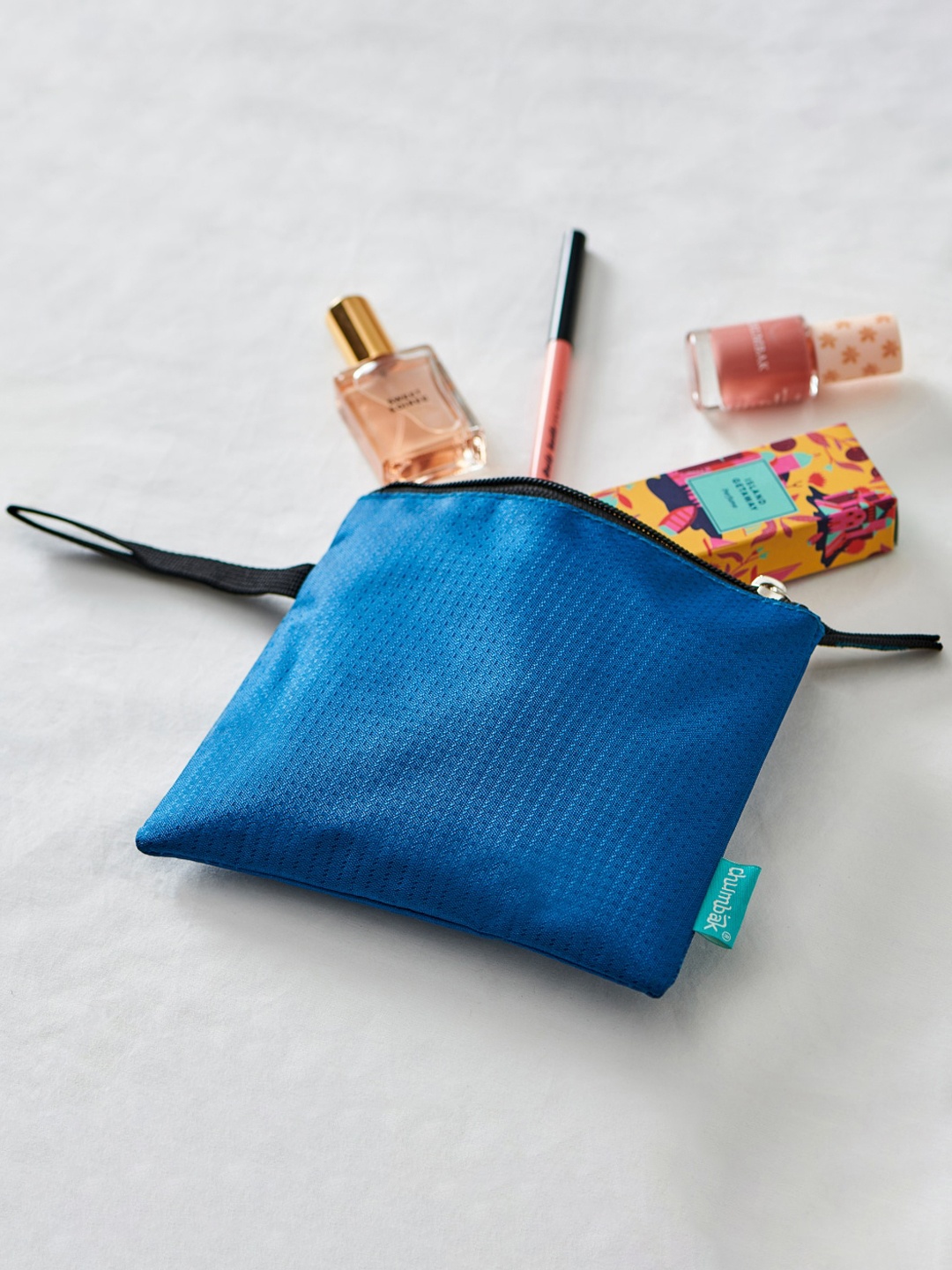 

Chumbak Women Blue Solid Makeup Buff Pouch