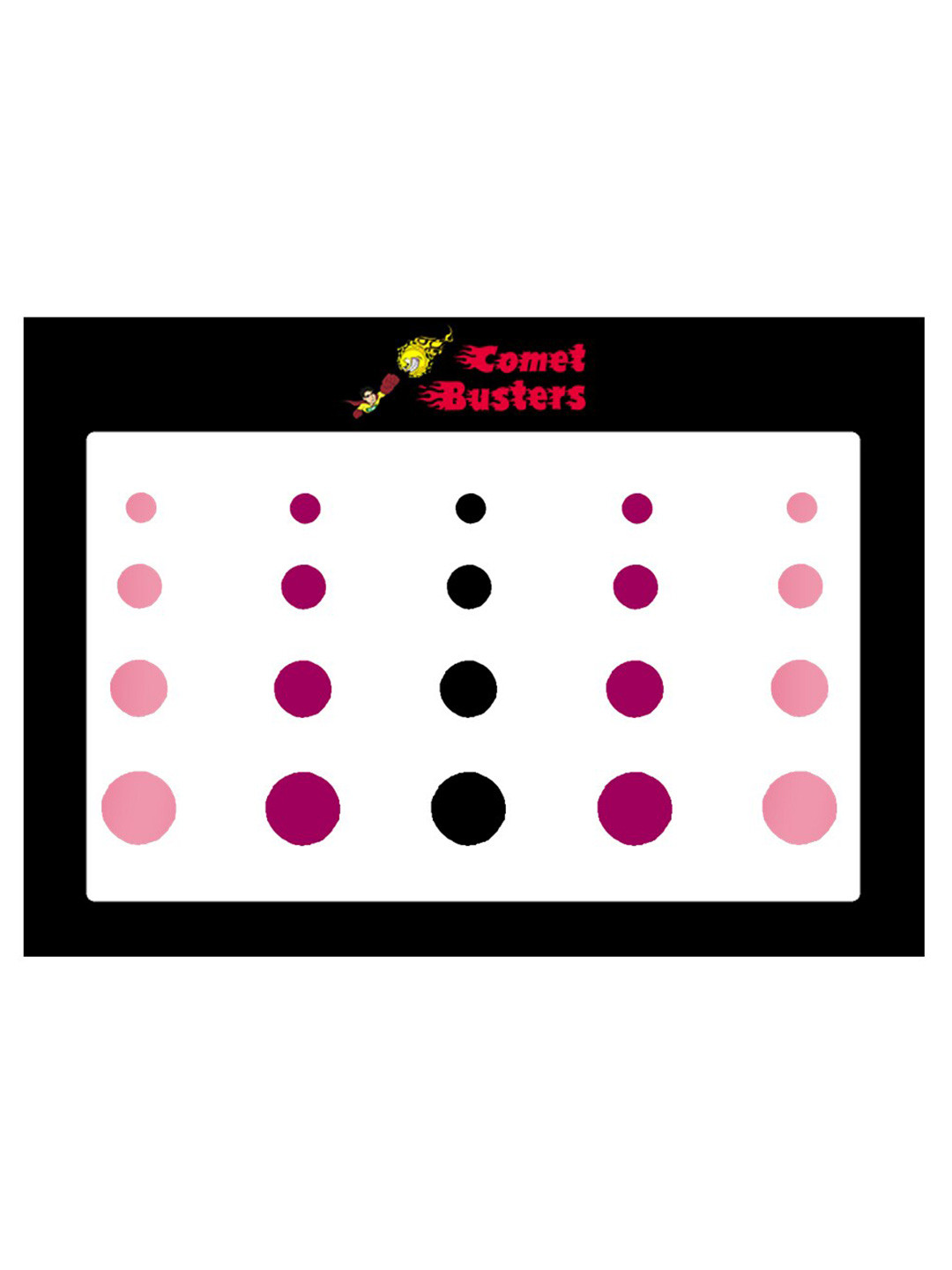 

Comet Busters 20 Pcs Reusable Designer Round Bindis - Pink & Black