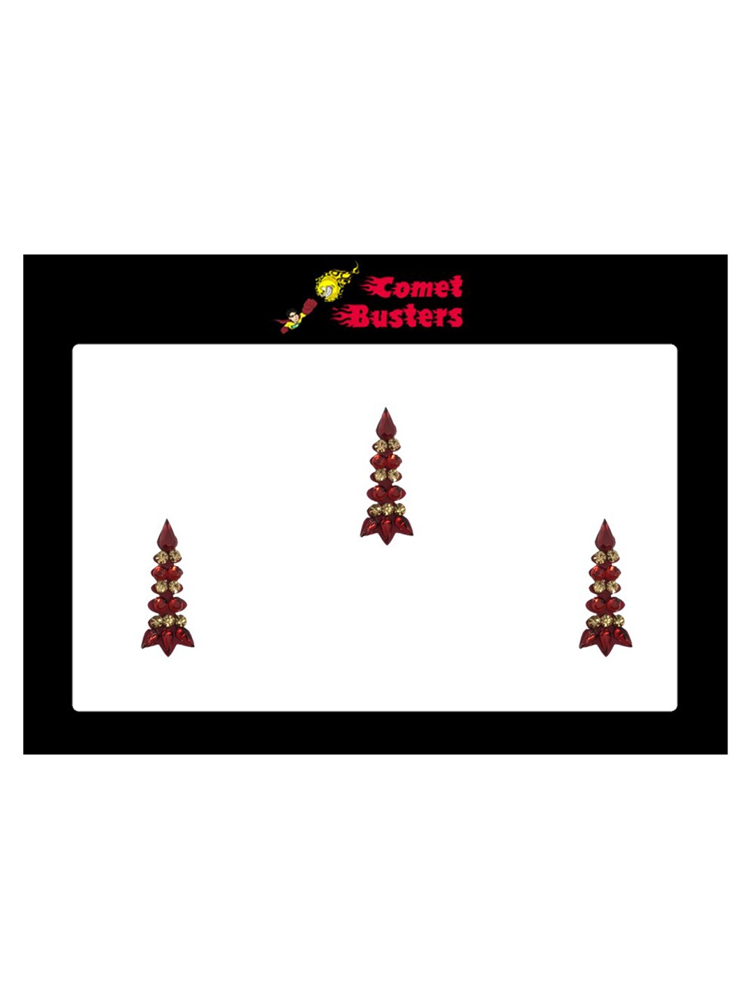 

Comet Busters 3 Pcs Embellished Reusable Designer Bindis - Red
