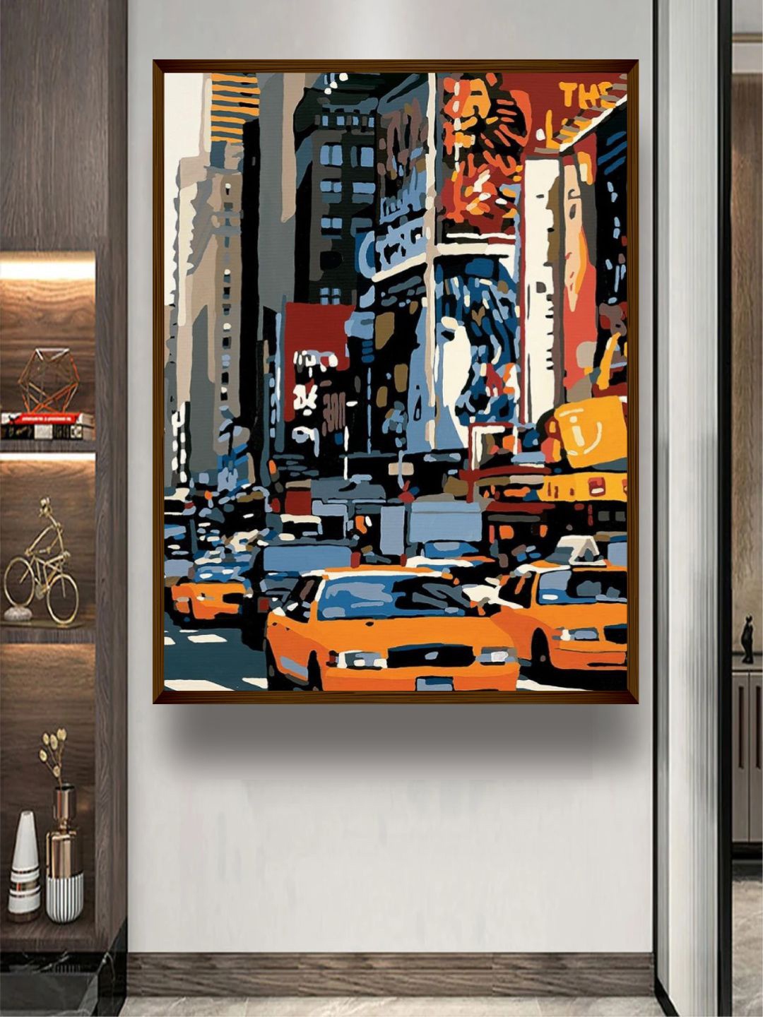 

The Art House Blue & Orange-Colored Printed Abstract Framed Wall Painting