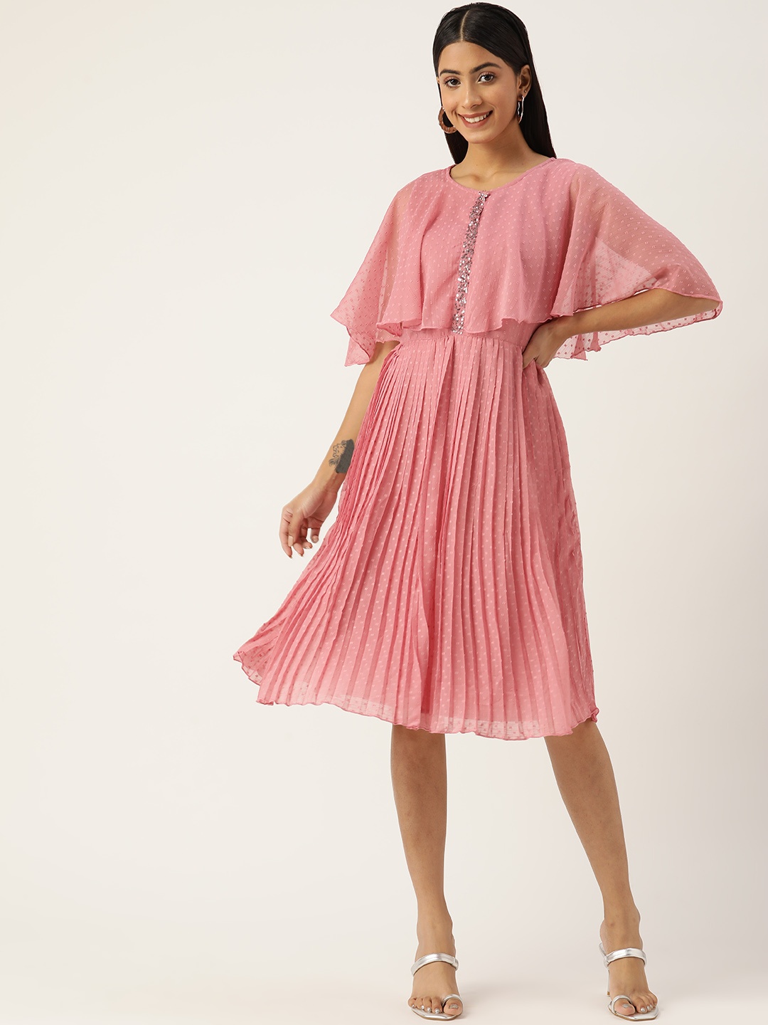 

Antheaa Woman Embellished Pleated Dress, Pink