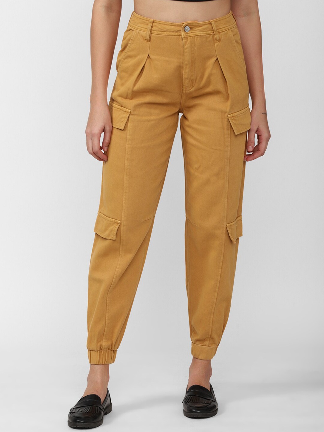 

FOREVER 21 Women Yellow Pure Cotton Joggers