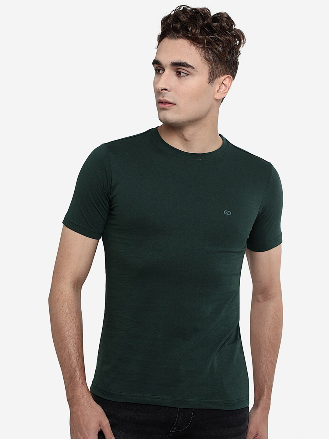 

JADE BLUE Men Green Slim Fit Cotton T-shirt