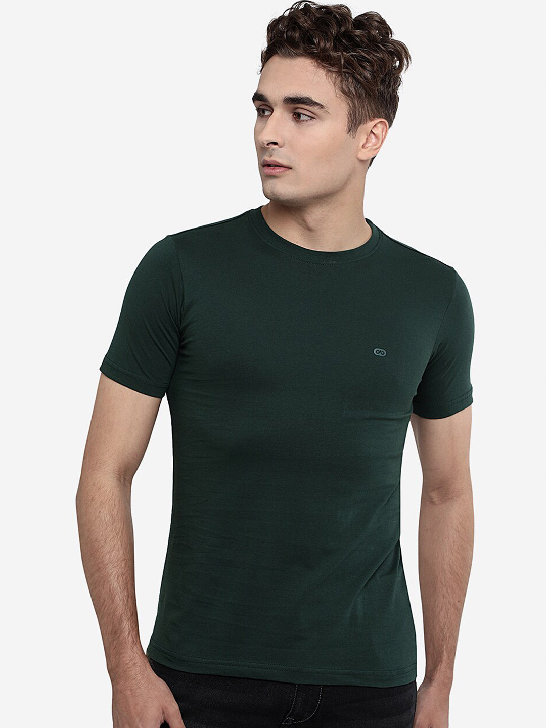 

JADE BLUE Men Green Slim Fit Cotton T-shirt