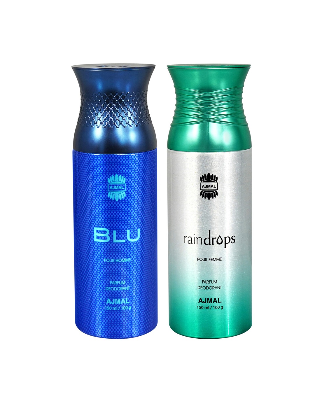 

Ajmal Set Of Blu & Raindrops Deodorant - 150ml each, Blue