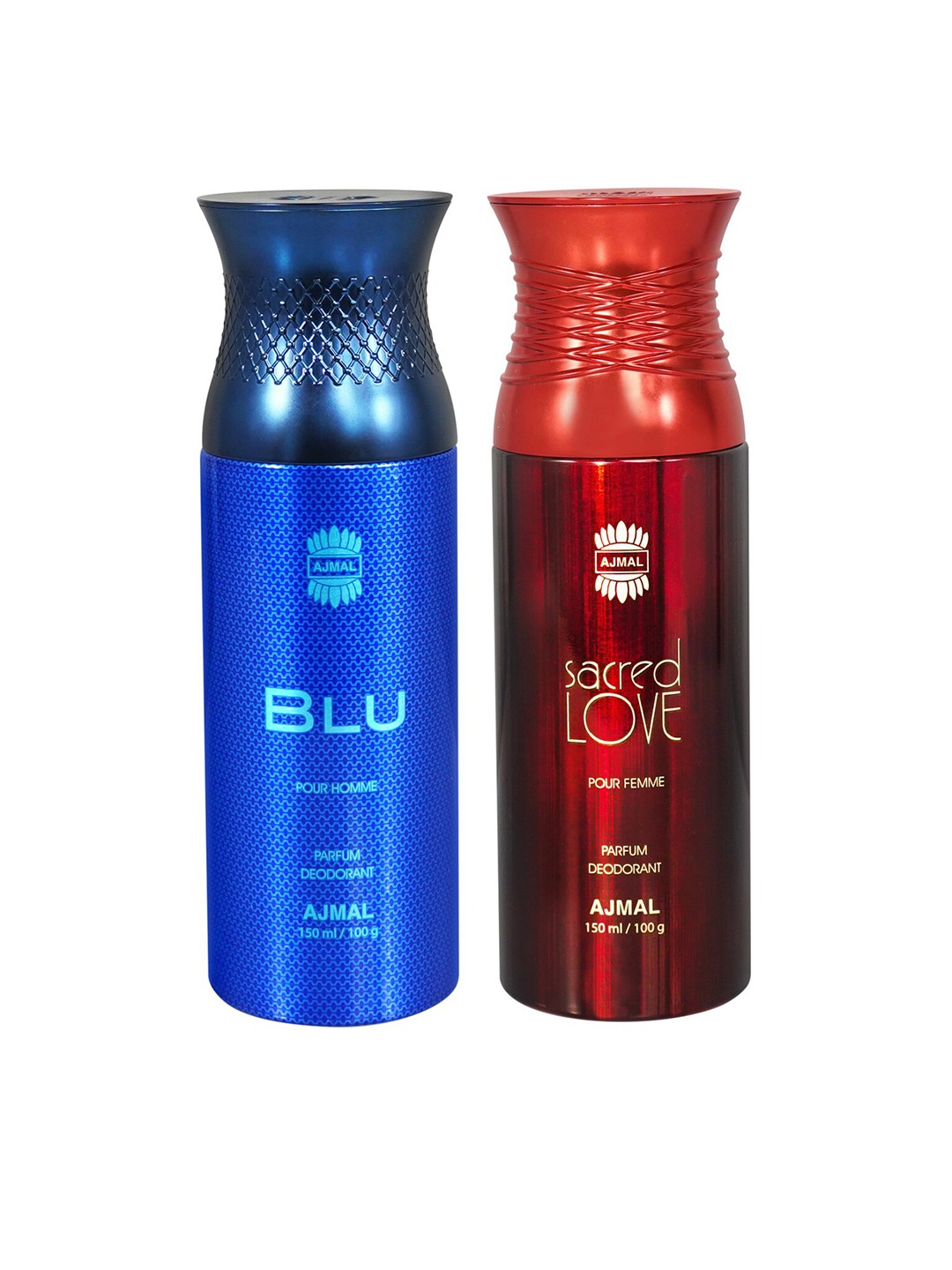 

Ajmal Set of Blu Homme & Women Sacred Love Deodorant Spray - 150 ml each, Blue