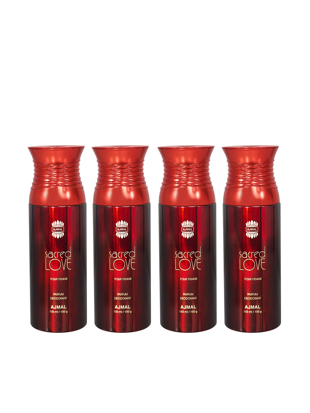 

Ajmal Women Set of 4 Sacred Love Long-Lasting Deodorant Spray - 150 ml each, Red
